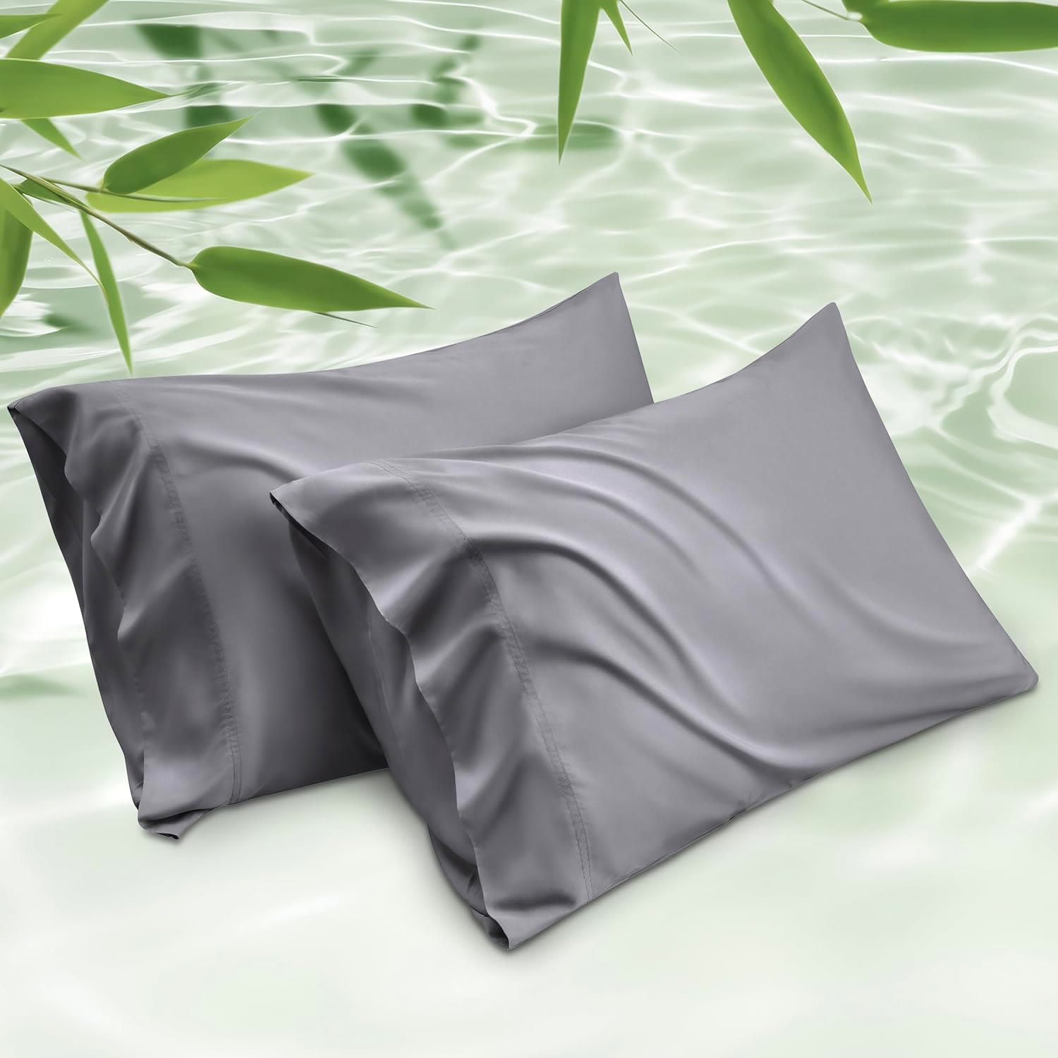 Cooling Bamboo Pillowcase Set, Silky Soft Bamboo Viscose Pillow Covers, Breathable and Skin-Friendly Bedding Pillowcases with Envelope Closure for Better Sleep - image 1