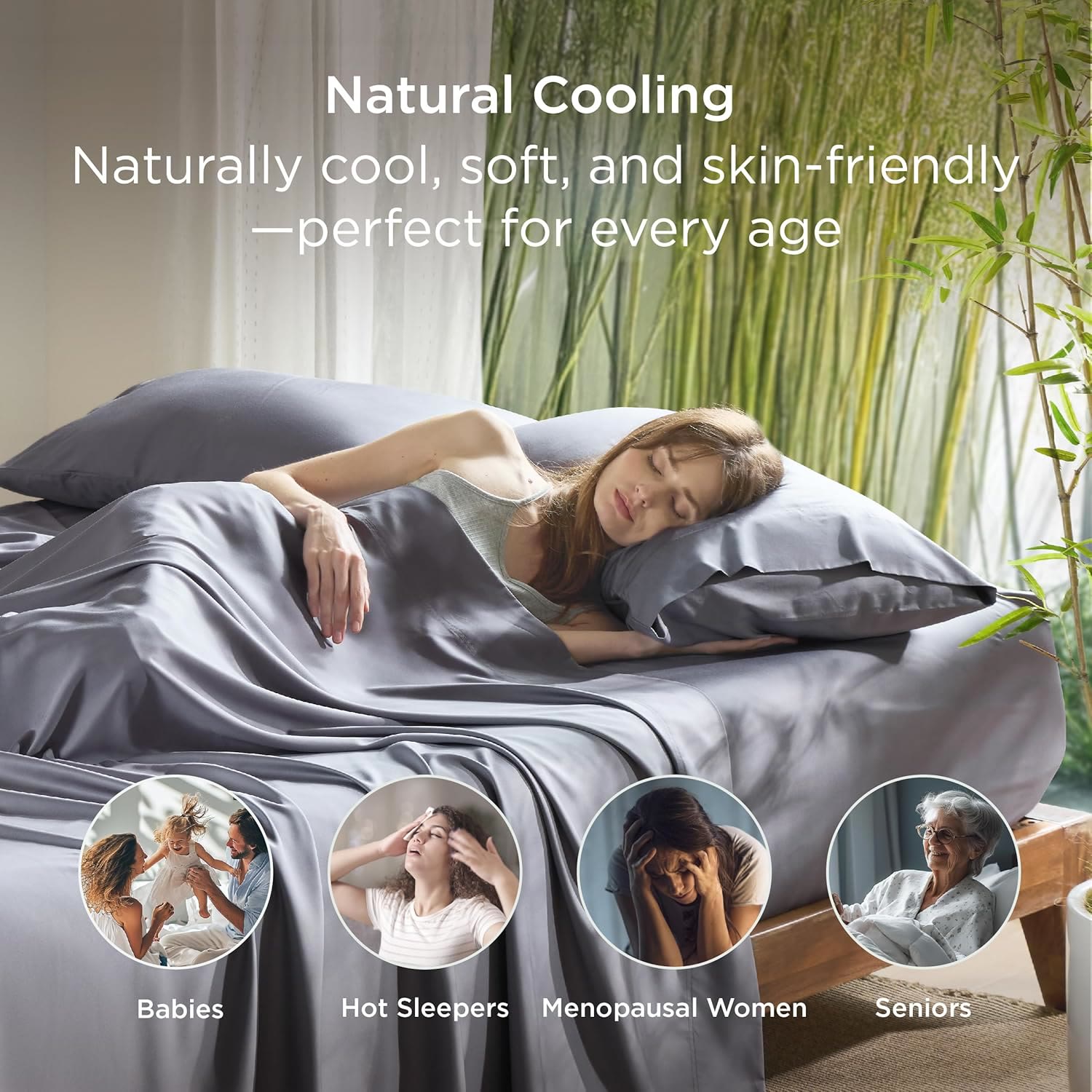 Cooling Bamboo Pillowcase Set, Silky Soft Bamboo Viscose Pillow Covers, Breathable and Skin-Friendly Bedding Pillowcases with Envelope Closure for Better Sleep - image 2