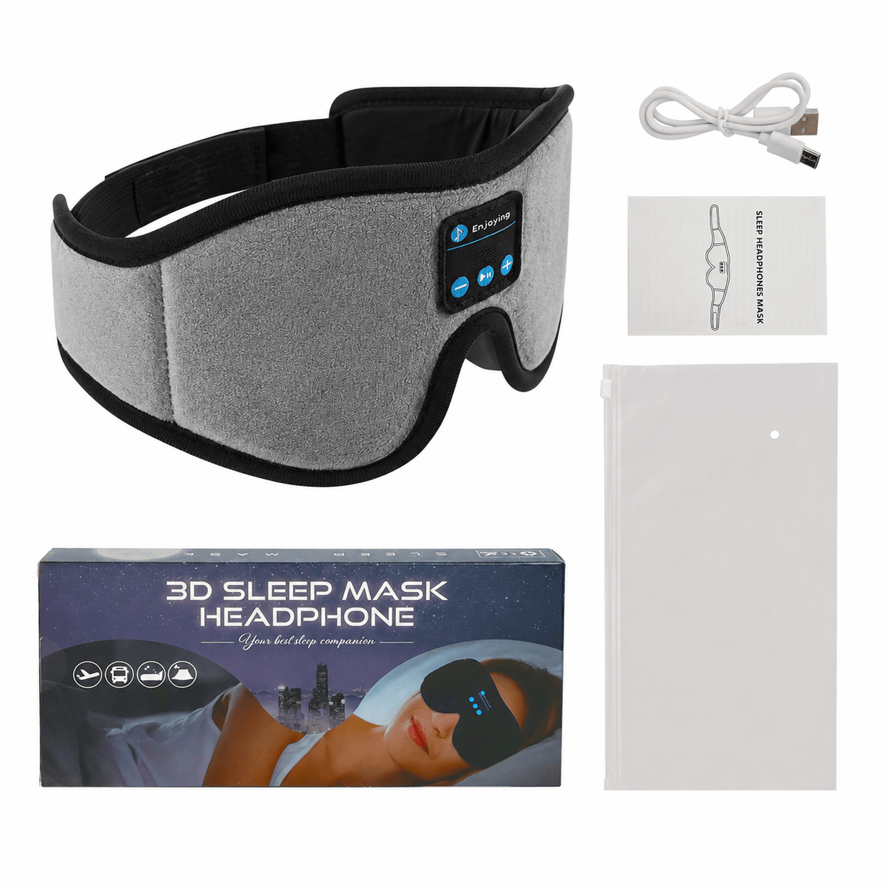 Wireless Sleep Headphones with Bluetooth, Soft Headband with Built-in Speakers, Comfortable Music Sleep Mask for Sleeping, Meditation, Travel and Daily Relaxation - image 1