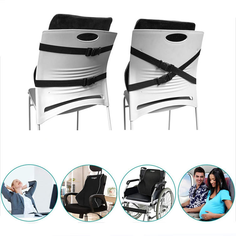 Lumbar Support Pillow for Office Chair, Ergonomic Back Support Cushion for Home Office and Car Seat, Adjustable Strap Design for Posture Improvement and Comfortable Sitting - image 1
