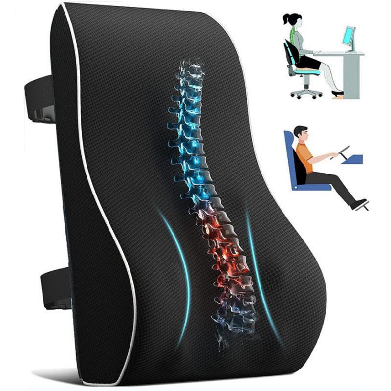 Lumbar Support Pillow for Office Chair, Ergonomic Back Support Cushion for Home Office and Car Seat, Adjustable Strap Design for Posture Improvement and Comfortable Sitting - image 2