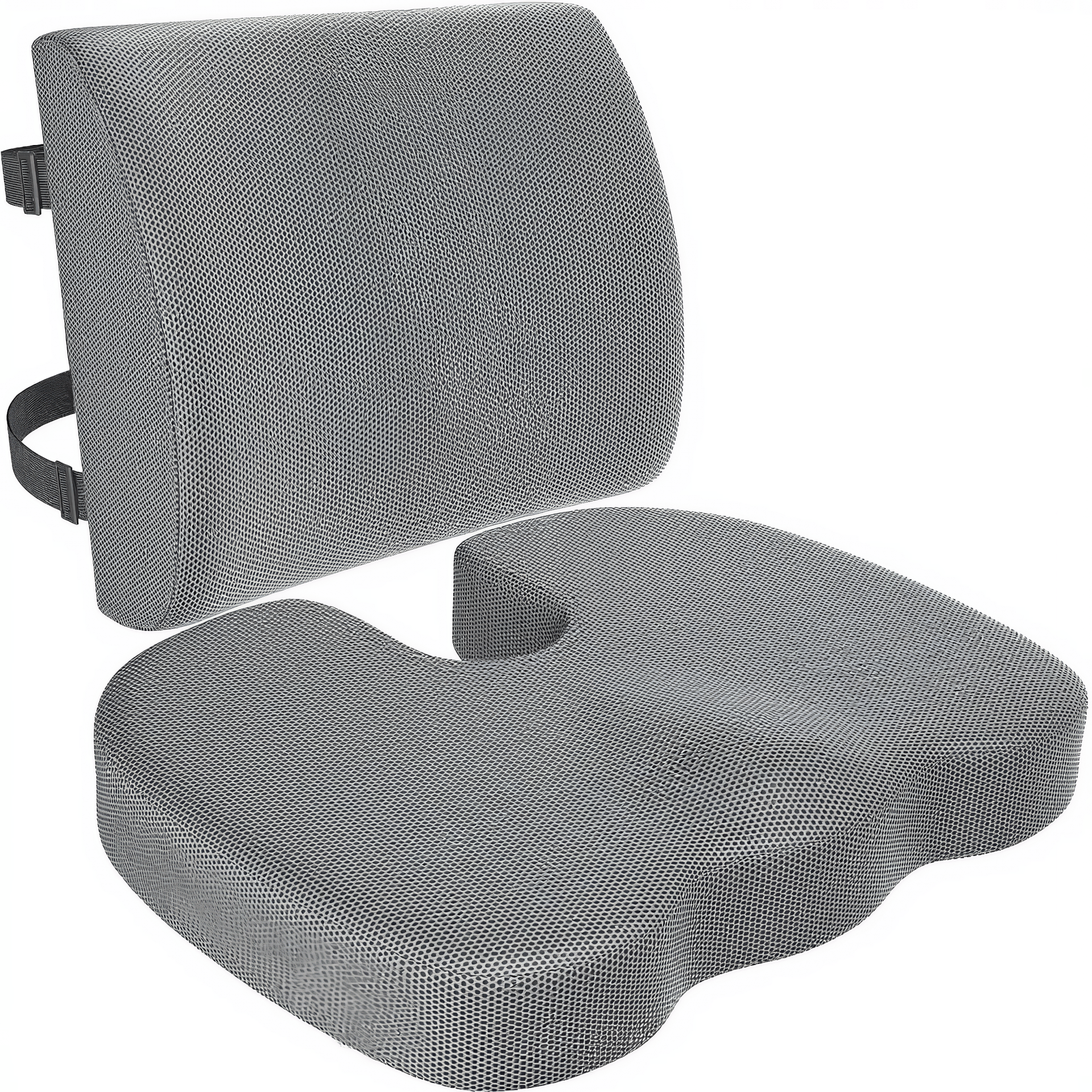 Harlven Lumbar Support Pillow for Office Chair and Car Seat, Memory Foam Back Support Cushion, Ergonomic Lower Back Pillow for D - Grey - Seat Cushion & Lumbar Support Set - image 2