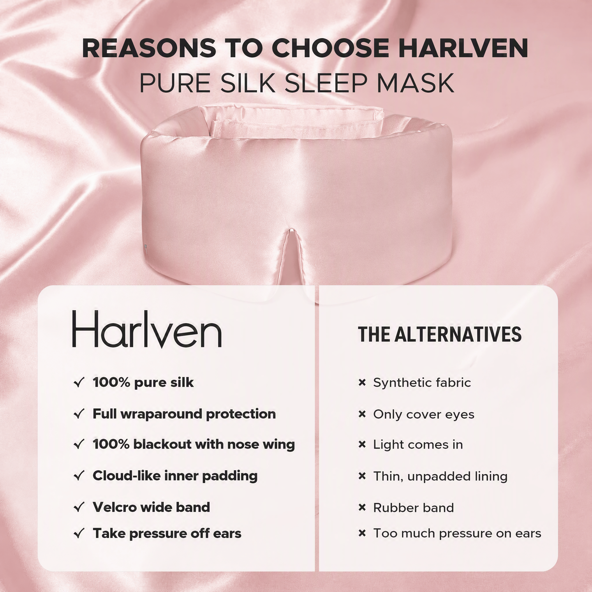 Harlven Luxury Mulberry Silk Sleep Mask – 100% Silk Eye Mask with Full Light Blocking Design for a Comfortable Bedtime Ritual - image 5