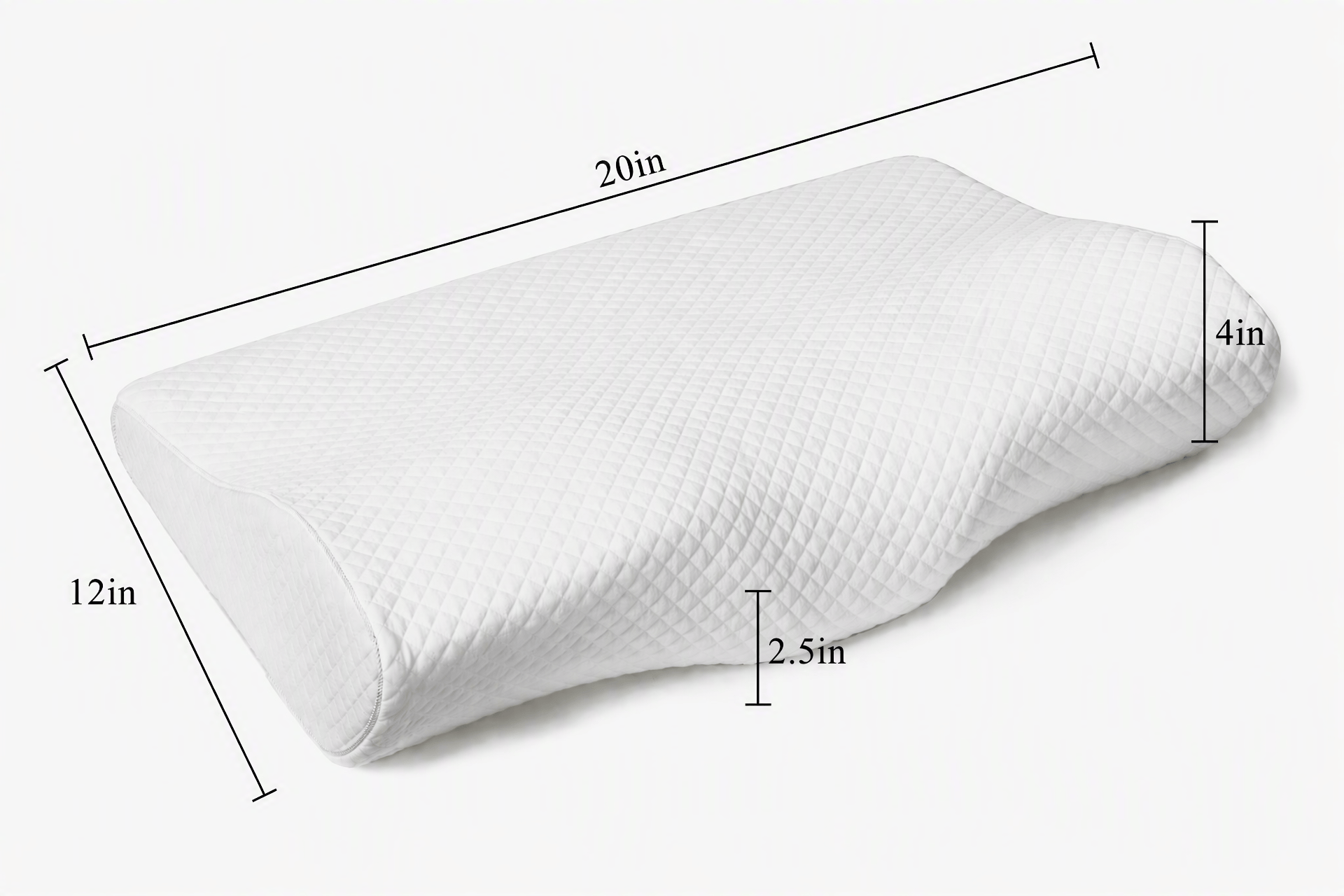 Harlven Ergonomic Contour Pillow – Memory Foam Sleep Pillow for Side Sleepers, Back Sleepers & Comfortable Nightly Support - White - 19.7 × 11.8 × 3.9 × 2.4 in - image 1