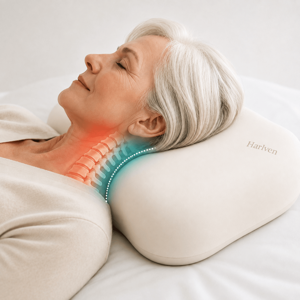 Harlven Cooling Memory Foam Pillow - Ergonomic Cervical Support Pillow Designed to Follow Your Neck Curve for Comfortable Sleep - image 2