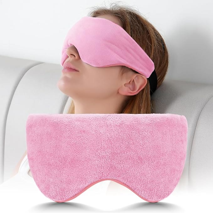 Harlven Weighted Sleep Mask – Full Blackout Eye Mask with Gentle Pressure Comfort for Deep Sleep & Relaxation - Pink - image 4