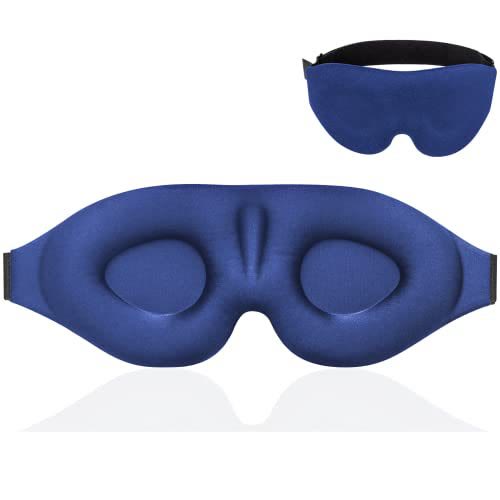 Harlven 3D Blackout Sleep Mask, Full Light Blocking Eye Mask with Zero Pressure Design, Soft Breathable Comfort for Sleep, Trave - Dark Blue - image 3