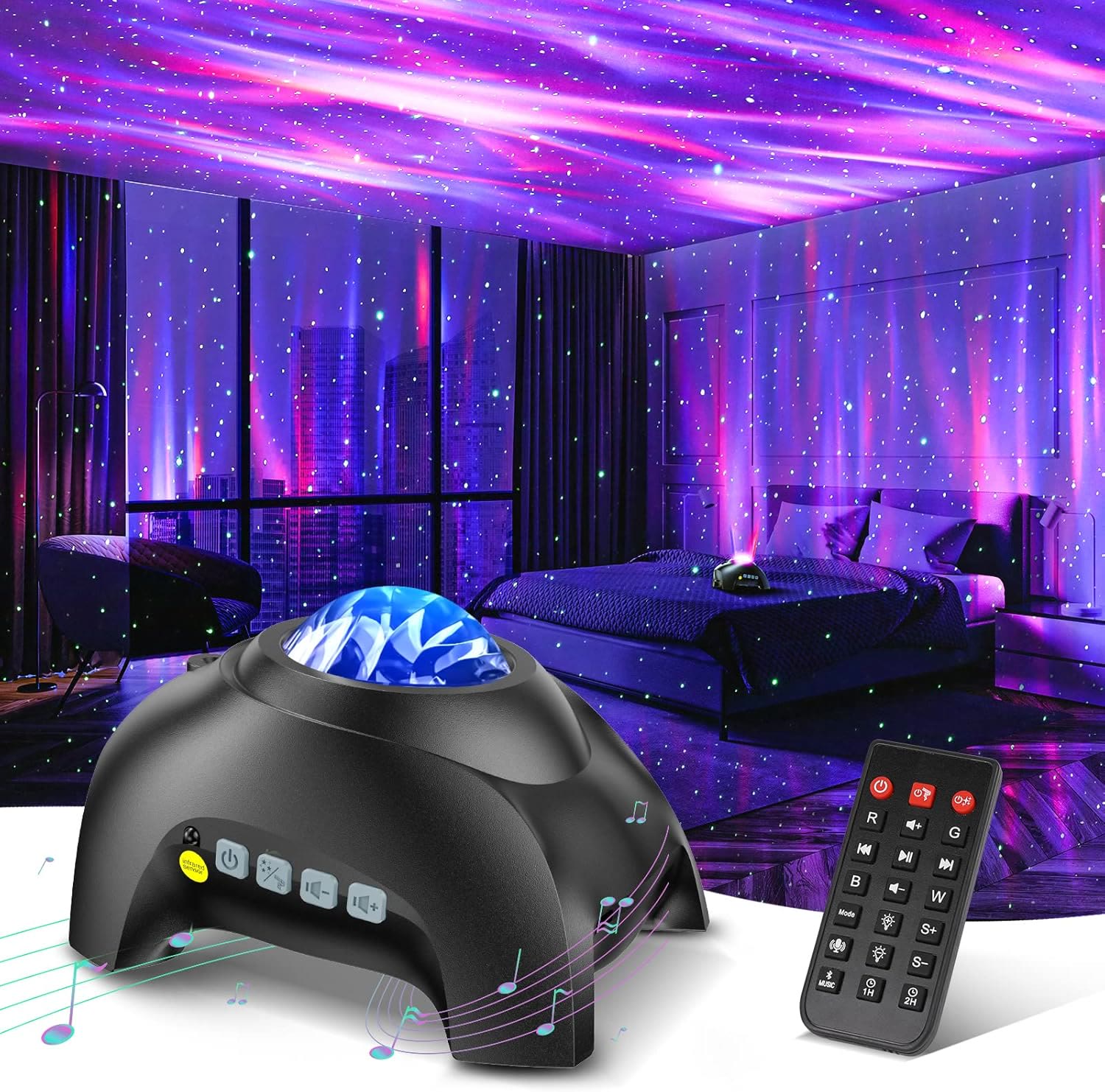 Harlven Aurora Relaxation Projector, Dreamy Starry Sky Night Light with Soothing Sounds for Sleep, Meditation & Stress Relief - image 1