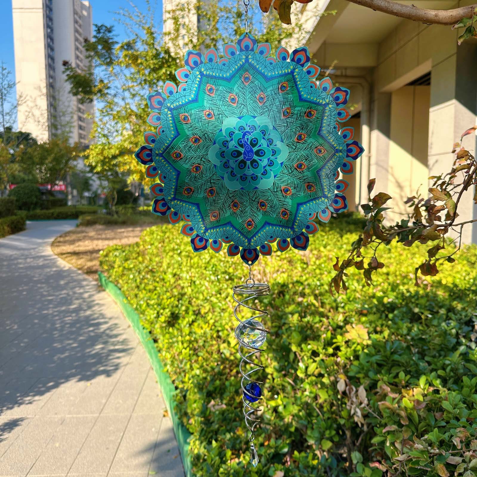 Mandala Peacock Wind Spinner, Rotating Garden Decor for Patio, Meditation, Relaxation & Special Gifts - image 2