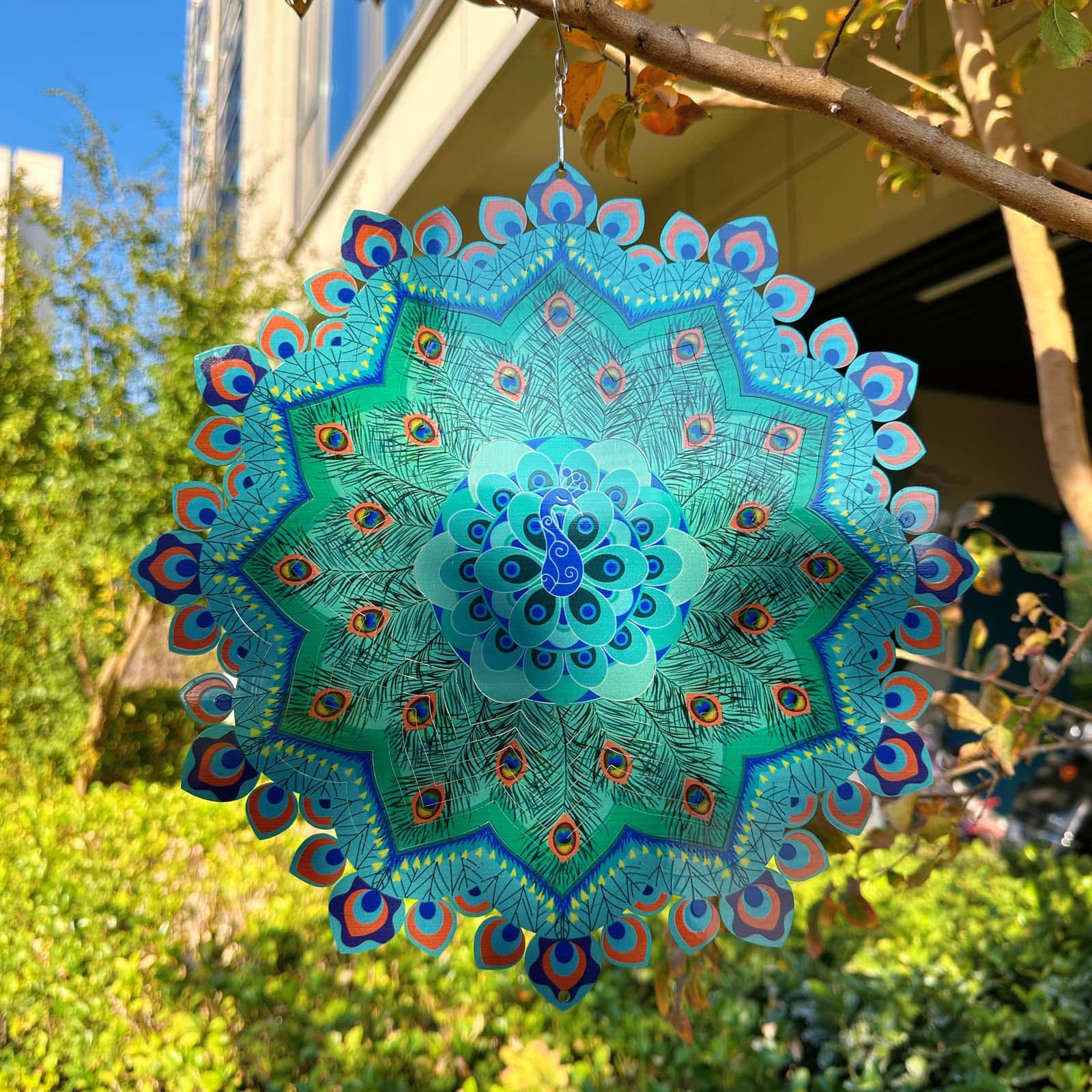 Mandala Peacock Wind Spinner, Rotating Garden Decor for Patio, Meditation, Relaxation & Special Gifts - image 5