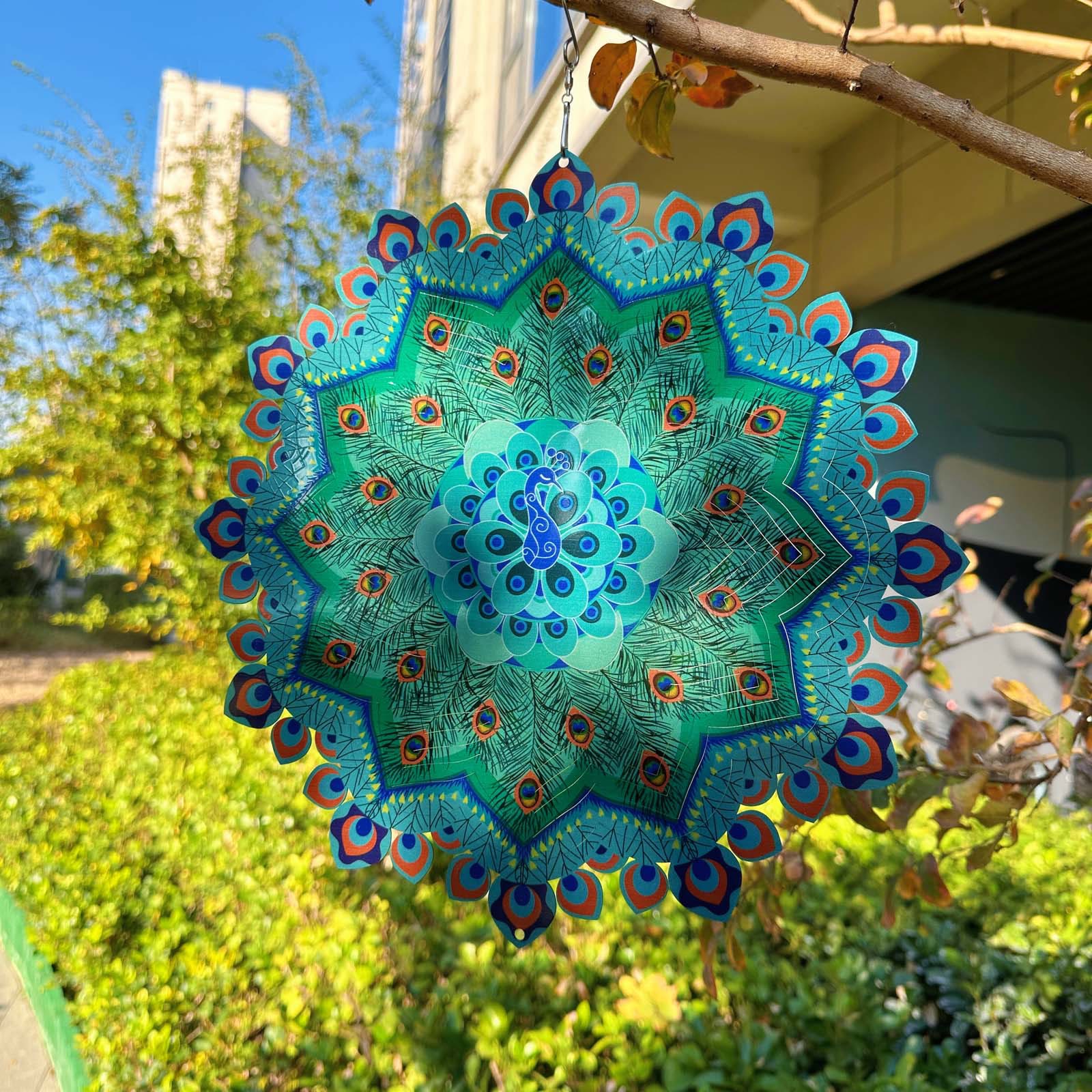 Mandala Peacock Wind Spinner, Rotating Garden Decor for Patio, Meditation, Relaxation & Special Gifts - Small(4.3in) - image 4