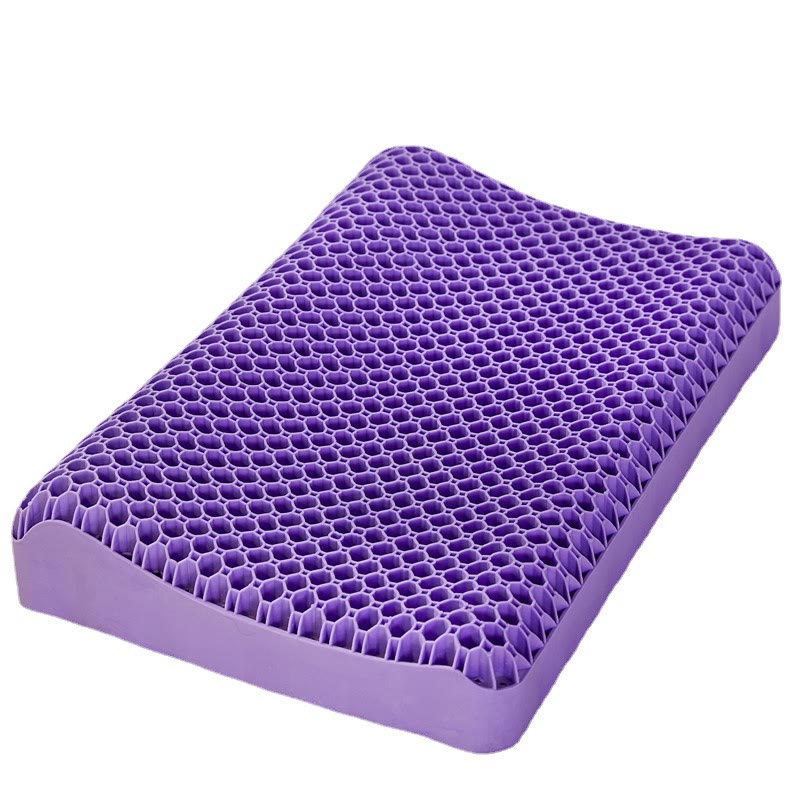 Cooling TPE Pillow for Hot Sleepers, Breathable Waterproof Neck Support Pillow with Washable Gel Grid Design for Better Sleep - Purple - Standard - image 1