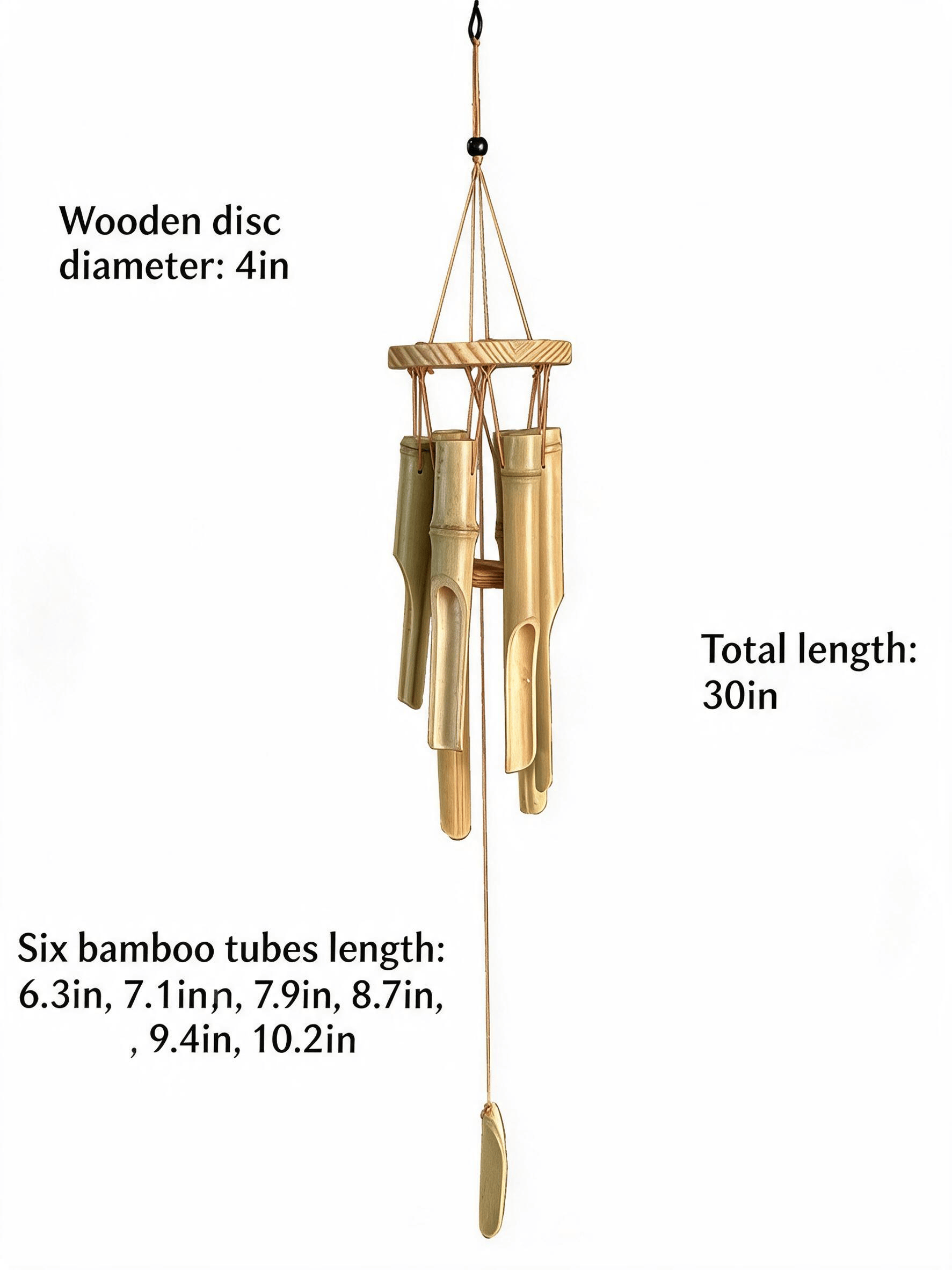 Natural Bamboo Sound Healing Wind Chime, Handmade Meditation Chime for Relaxation, Yoga, Mindfulness & Home Decor - White - image 1