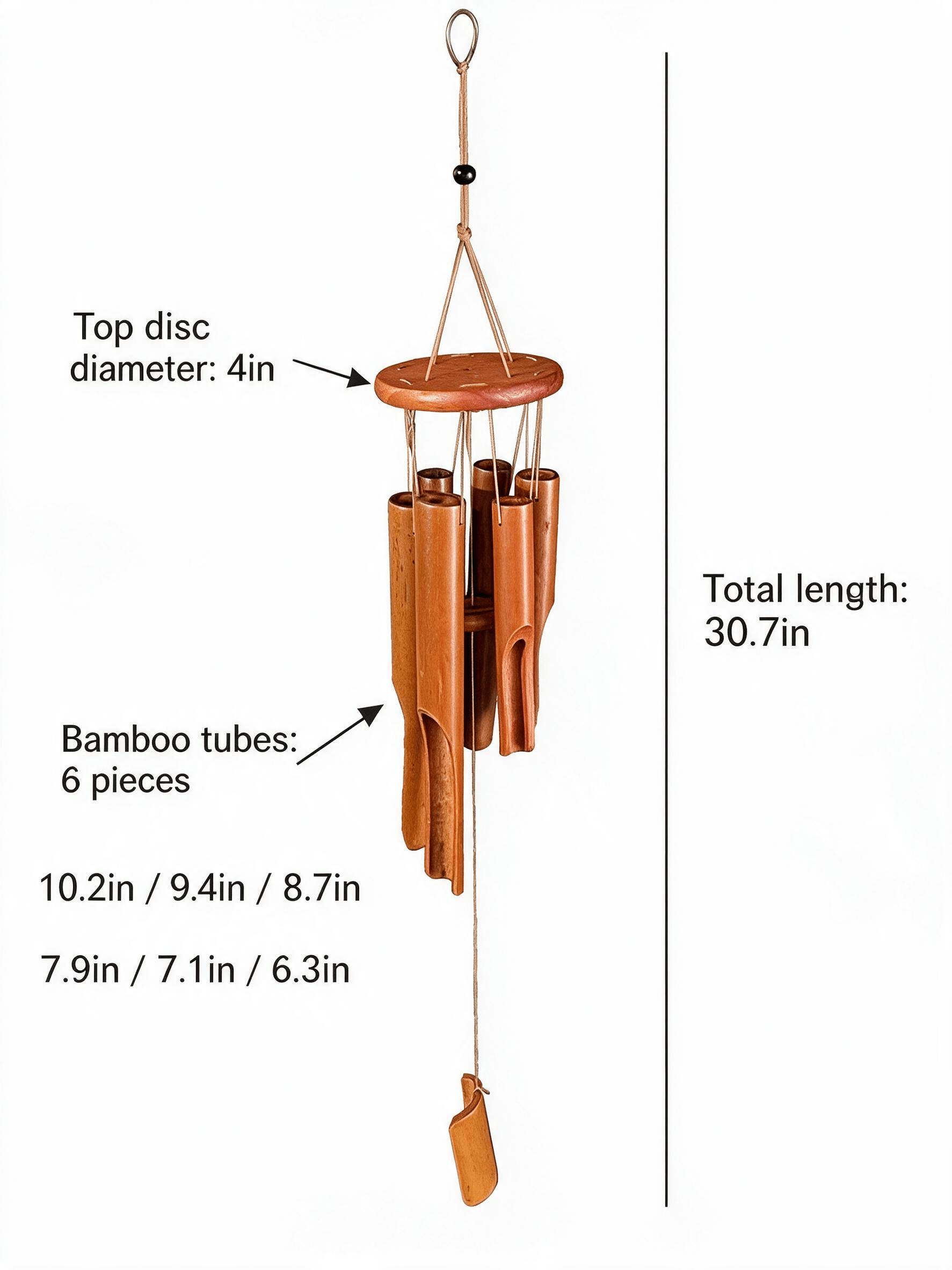 Natural Bamboo Sound Healing Wind Chime, Handmade Meditation Chime for Relaxation, Yoga, Mindfulness & Home Decor - Red - image 2