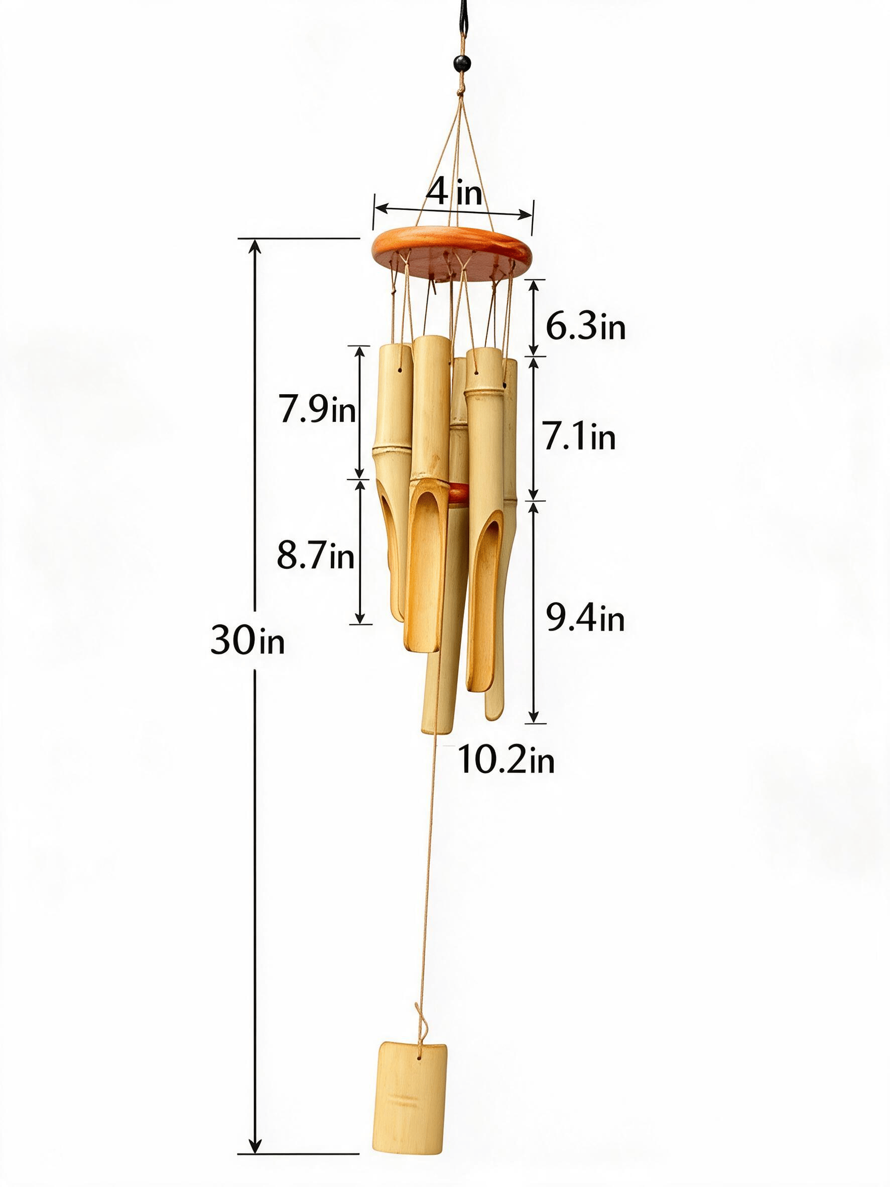 Natural Bamboo Sound Healing Wind Chime, Handmade Meditation Chime for Relaxation, Yoga, Mindfulness & Home Decor - Yellow - image 3