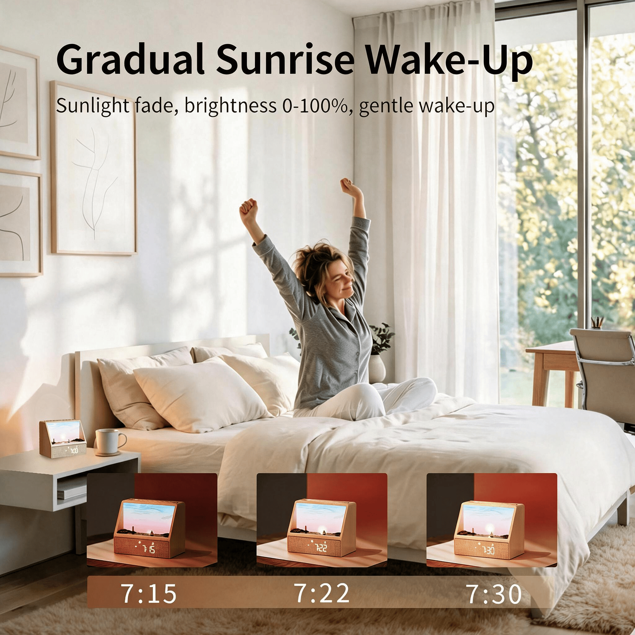 Harlven Sunrise Alarm Clock for Better Mornings, White Noise Sleep Sounds, Dual Alarm & Bluetooth Speaker - image 3