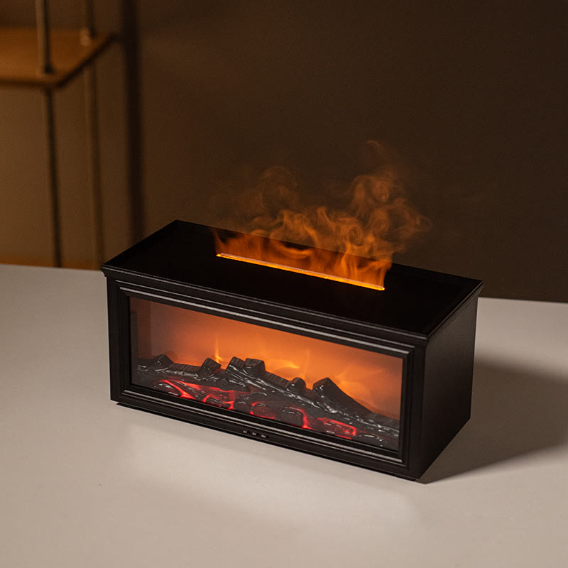 Harlven Fireplace Aroma Diffuser – Soothing Flame Mist & Ambient Light for a Calming Nighttime Atmosphere - Black - image 2