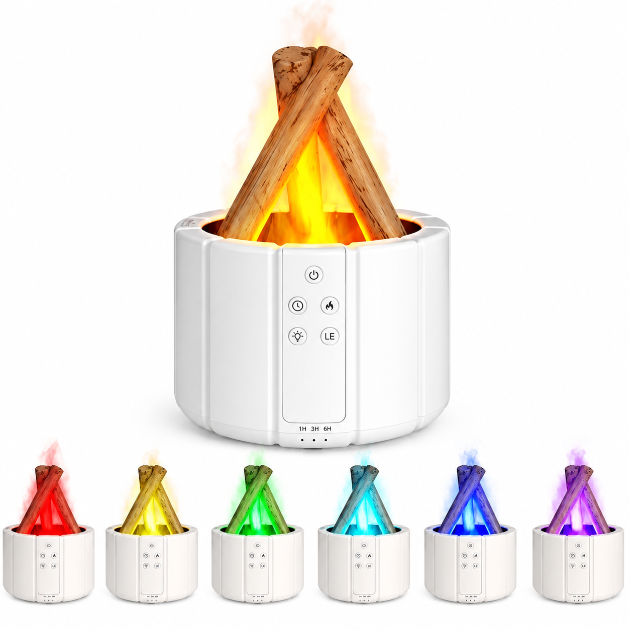 Multicolor Flame Aroma Diffuser Humidifier – Ultrasonic Essential Oil Diffuser with Color-Changing Flame Effect - White - image 1