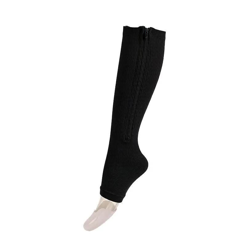 Easy-On Zipper Compression Socks – Comfortable Everyday Support - Black - XXL (195-250 lbs+) - Open-toe - image 10