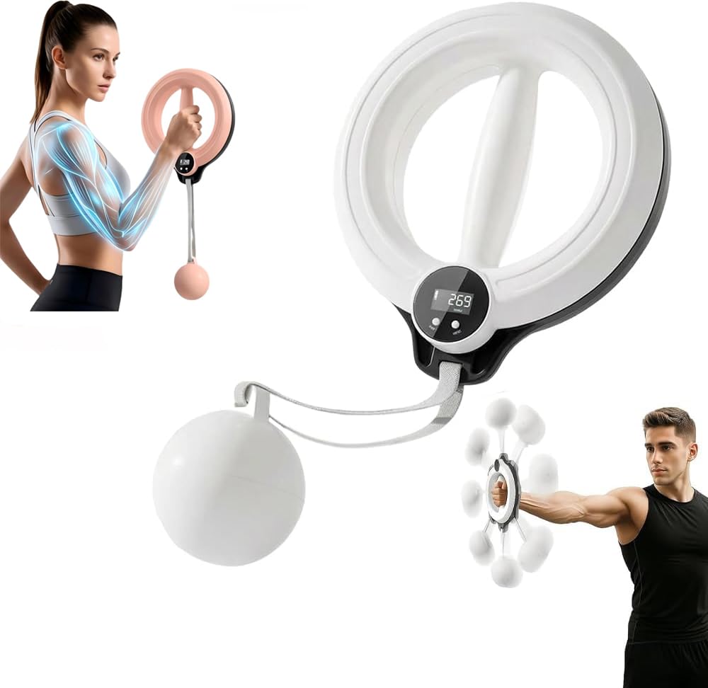 Smart Arm & Shoulder Exercise Hoop with Digital Tracker - White - image 4