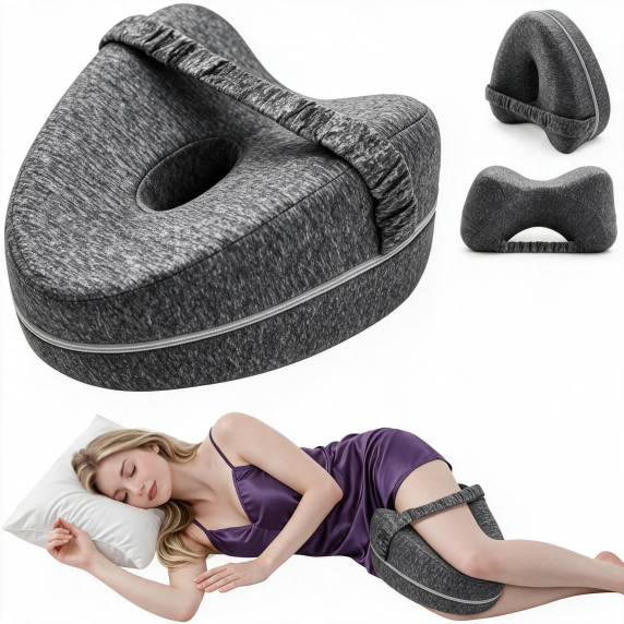 Contoured knee pillow for side sleeping