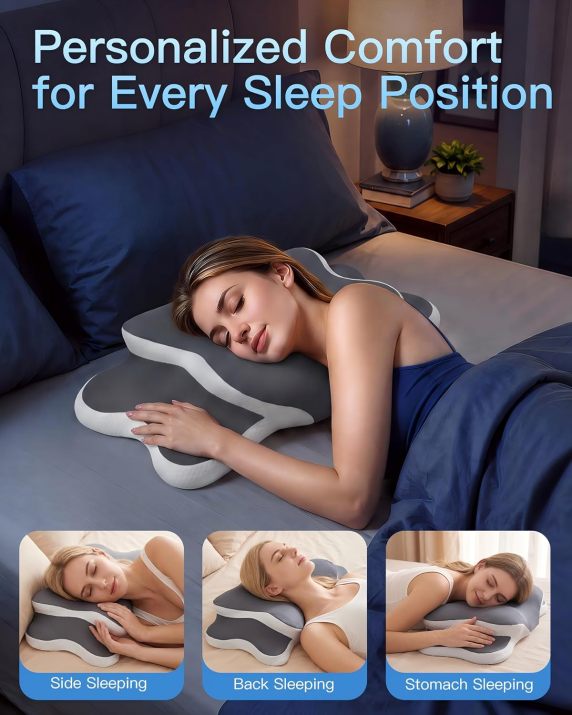 Ergonomic pillow for comfortable sleeping positions