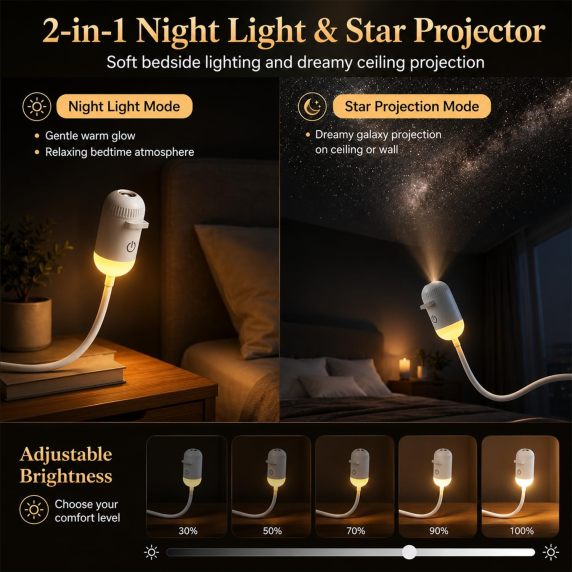 2 in 1 night light and star projector
