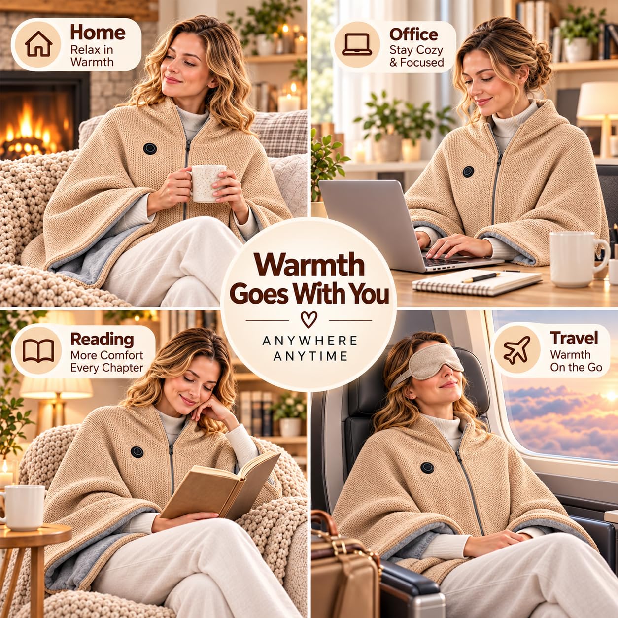 A Warm Hug for Grandma – Graphene Heated Shawl Blanket, Adjustable Heat Wearable Wrap, Cozy Winter Blanket - image 9