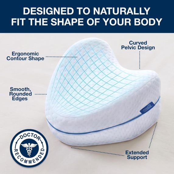Ergonomic contoured knee pillow design