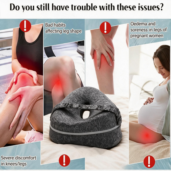 Knee pillow support strap and side sleeping use