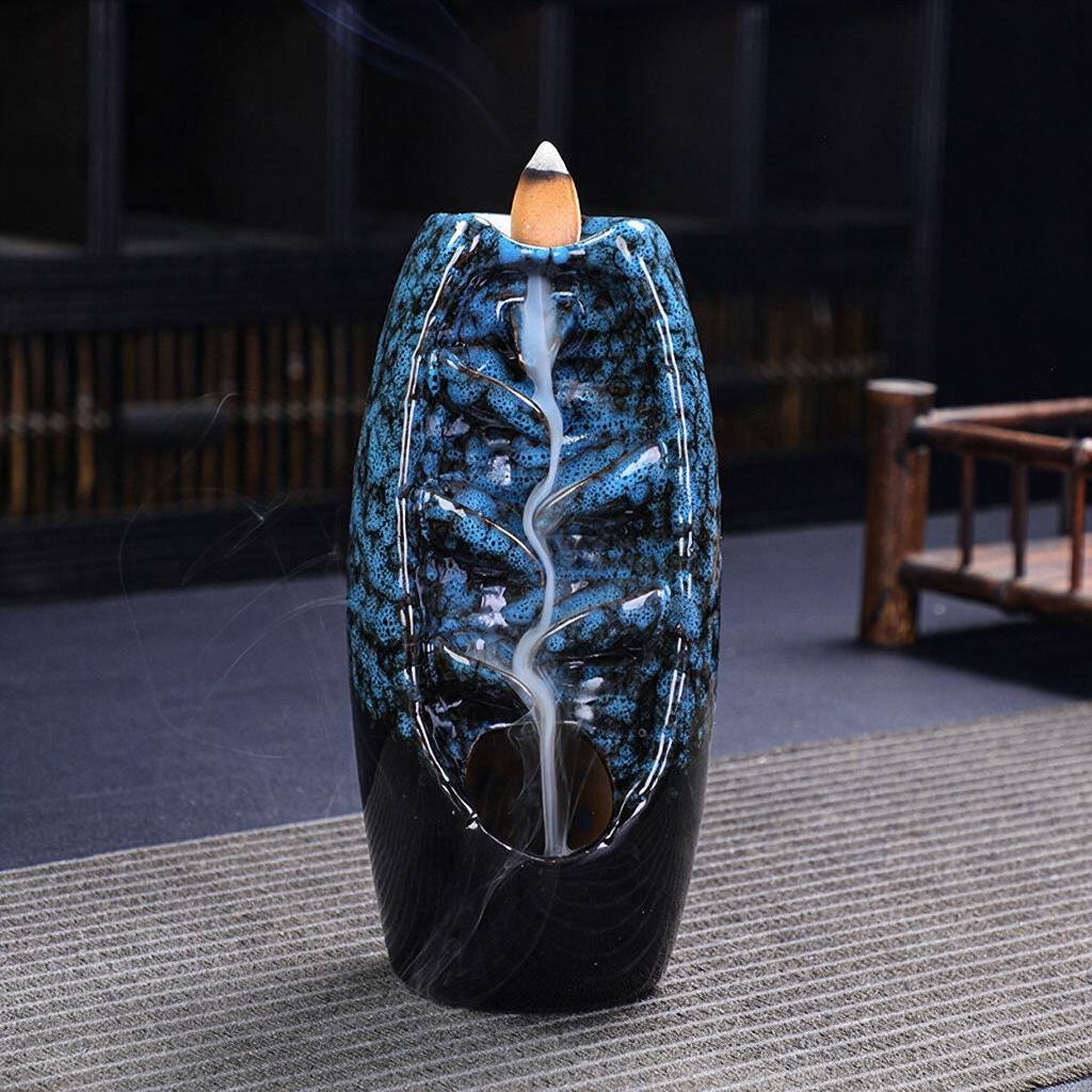 Harlven Ceramic Backflow Incense Burner – Elegant Meditation Aroma Holder for Aromatherapy, Relaxation & Mindful Home Decor - Blue - image 2