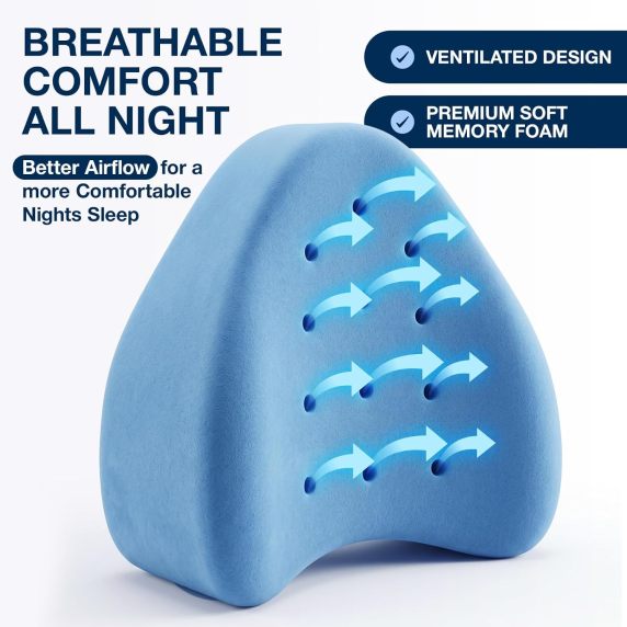 Breathable memory foam knee pillow