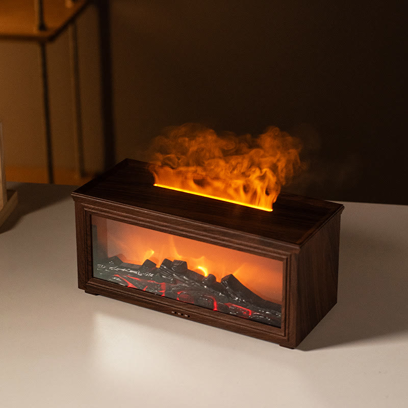 Harlven Fireplace Aroma Diffuser – Soothing Flame Mist & Ambient Light for a Calming Nighttime Atmosphere - Camel - image 3