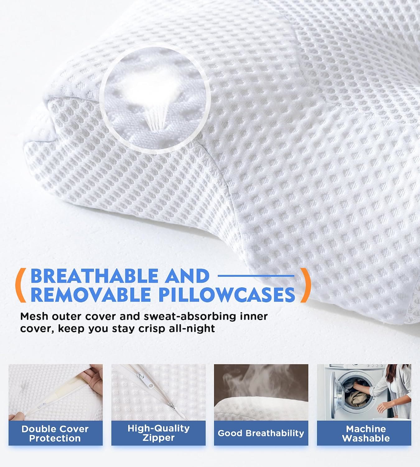 Harlven Ergonomic Memory Foam Pillow – Slow Rebound Zero Pressure Cooling Pillow with Neck Support for Better Sleep - image 8