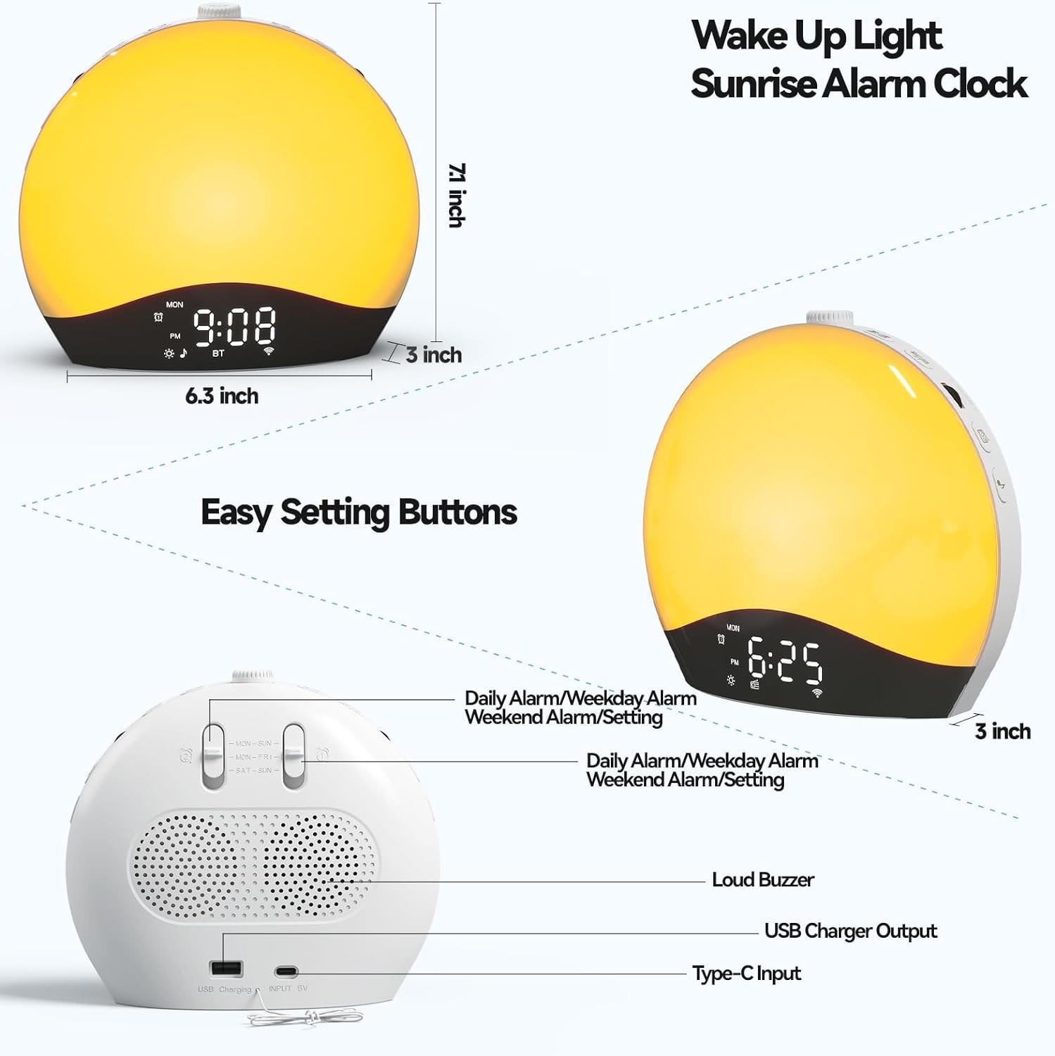 Harlven Sunrise Wake-Up Light with White Noise Machine – Natural Light Alarm Clock for Better Sleep & Gentle Morning Wake Up - image 9
