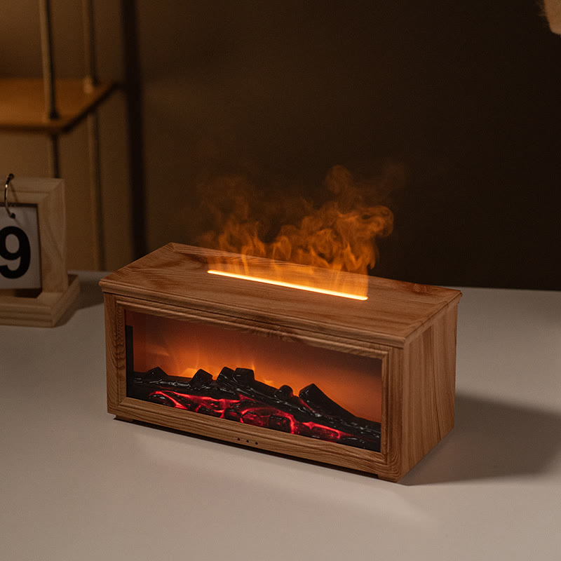 Harlven Fireplace Aroma Diffuser – Soothing Flame Mist & Ambient Light for a Calming Nighttime Atmosphere - Brown - image 4