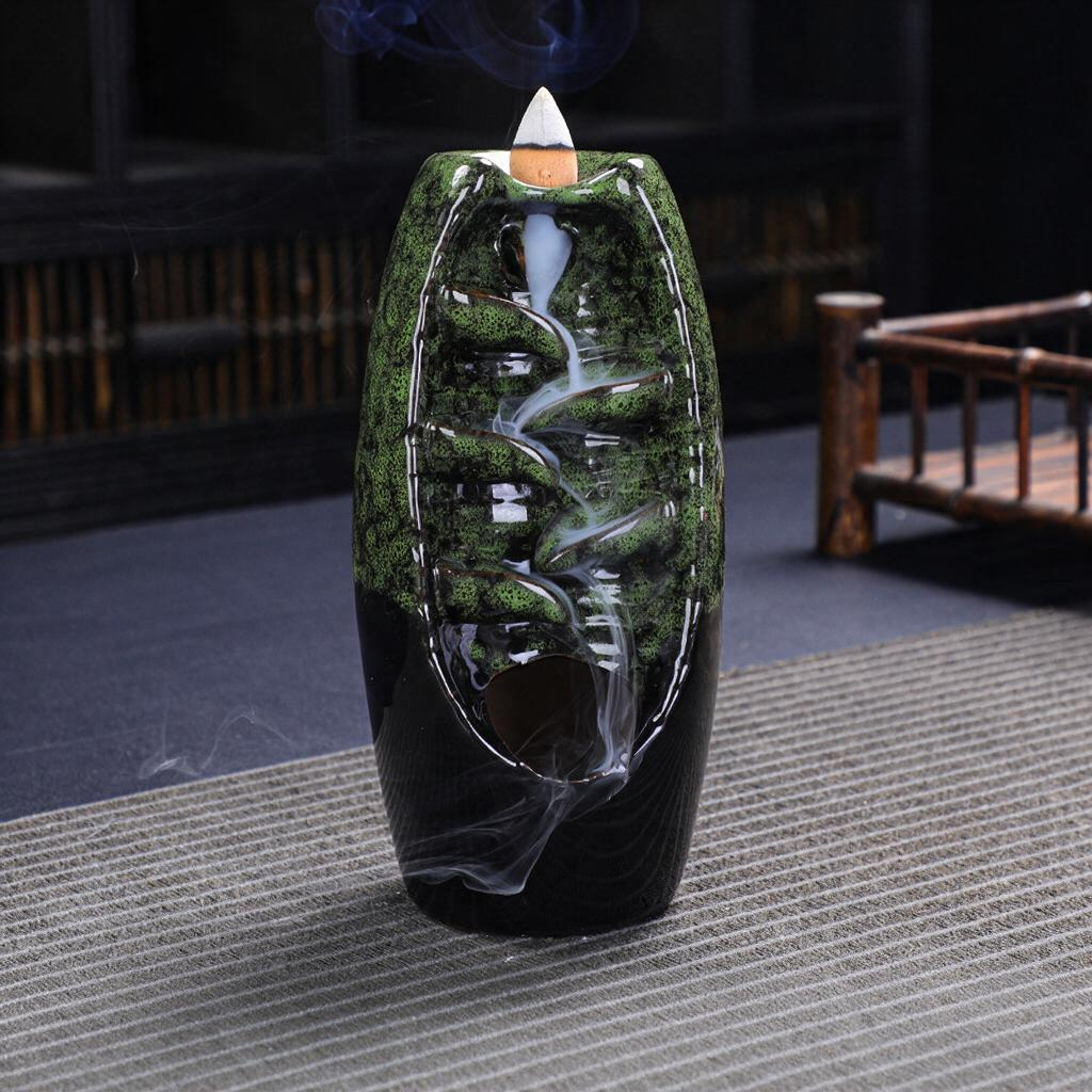 Harlven Ceramic Backflow Incense Burner – Elegant Meditation Aroma Holder for Aromatherapy, Relaxation & Mindful Home Decor - Green - image 6