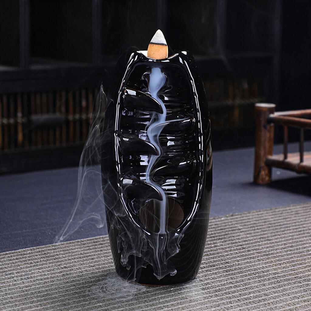 Harlven Ceramic Backflow Incense Burner – Elegant Meditation Aroma Holder for Aromatherapy, Relaxation & Mindful Home Decor - Black - image 1