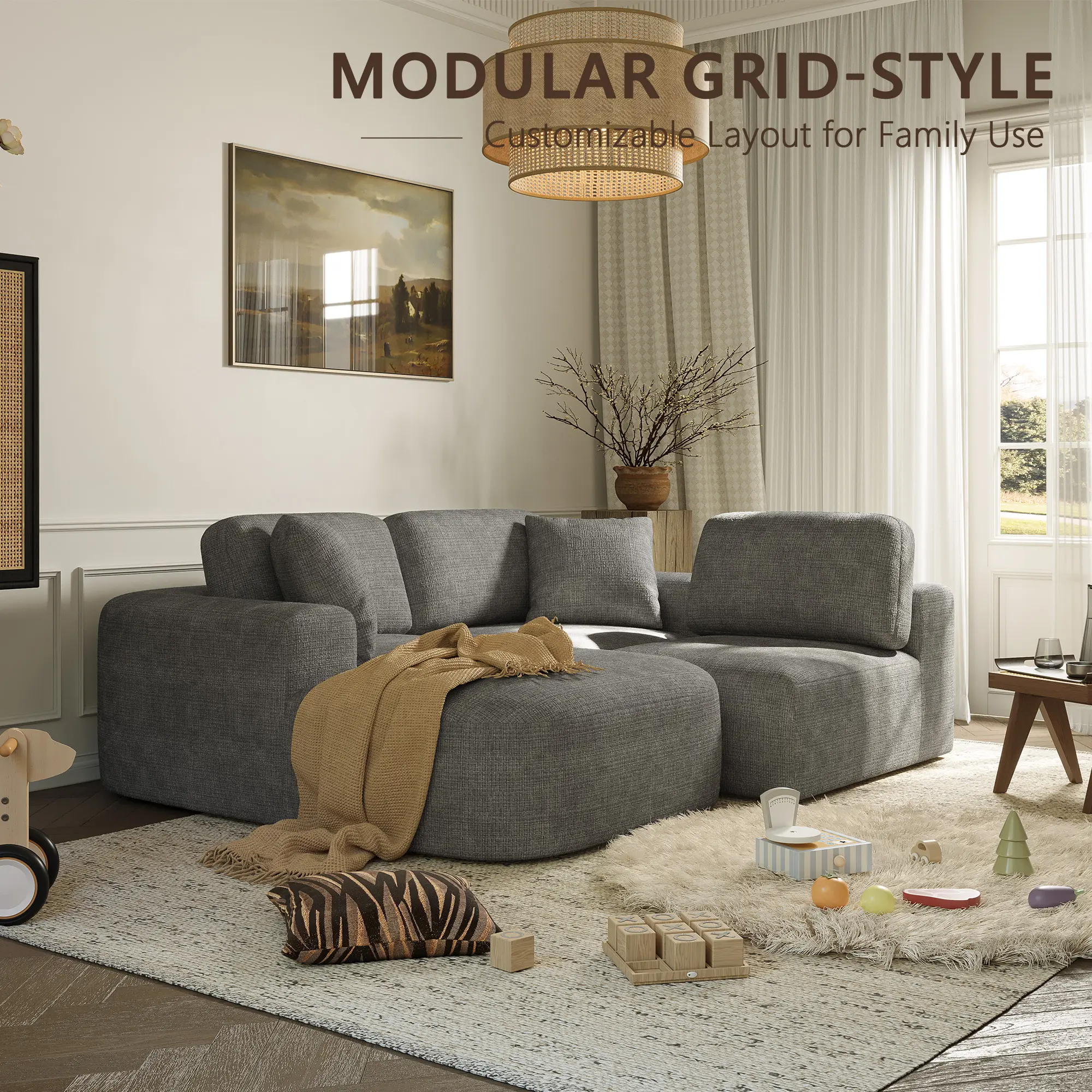 107'' Modular Sectional Sofa Couch with Chaise