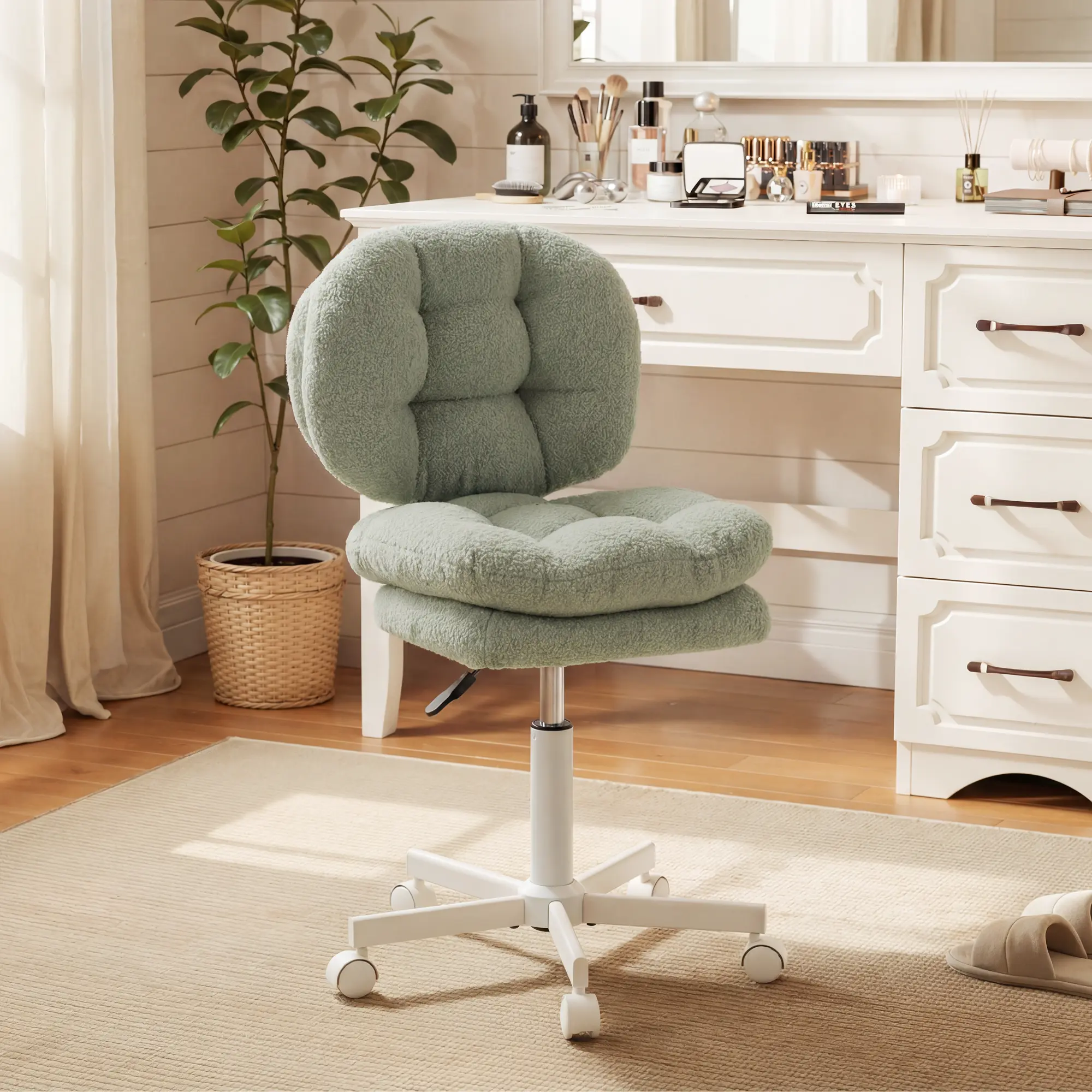 Small Vanity Chair with Wheels
