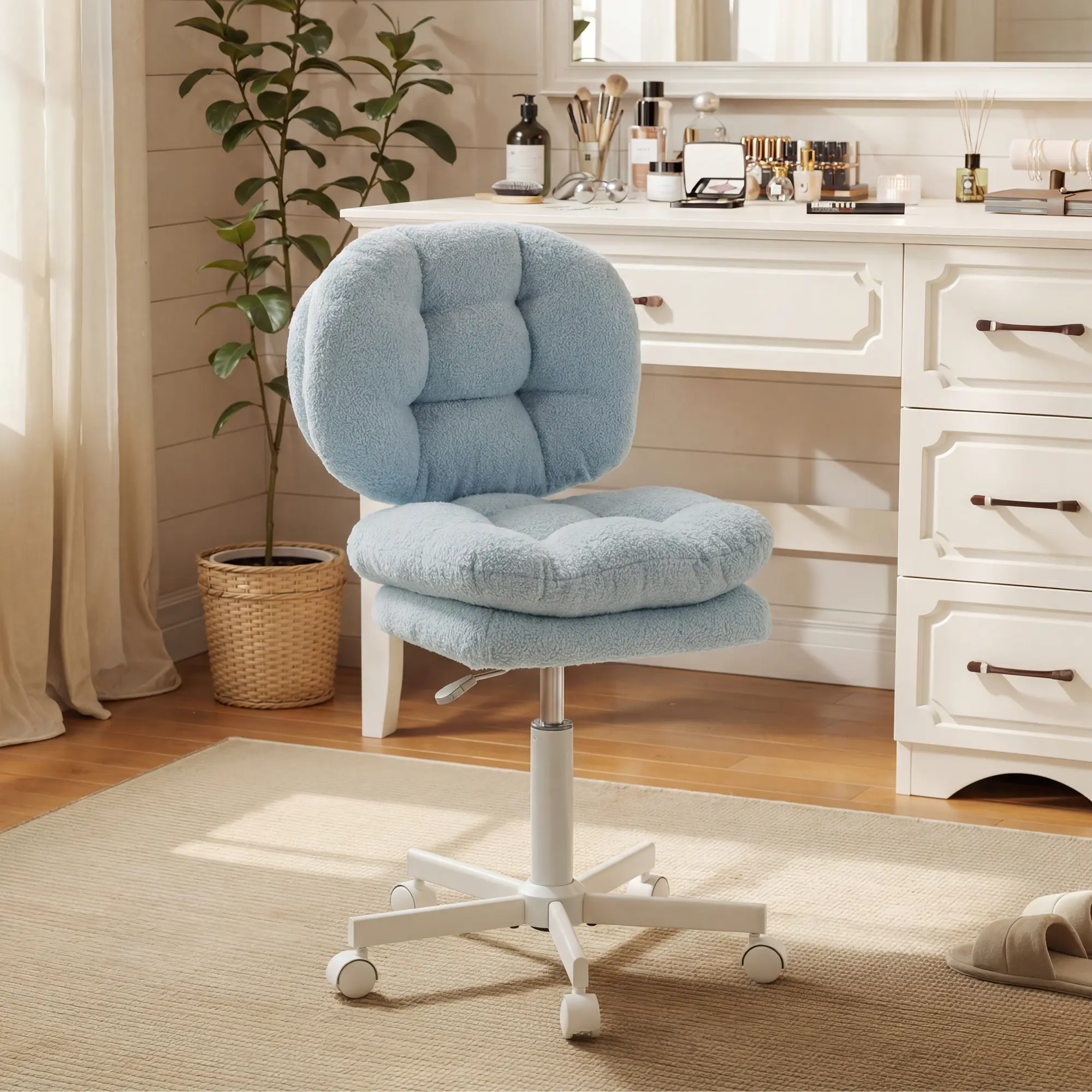 Small Vanity Chair with Wheels