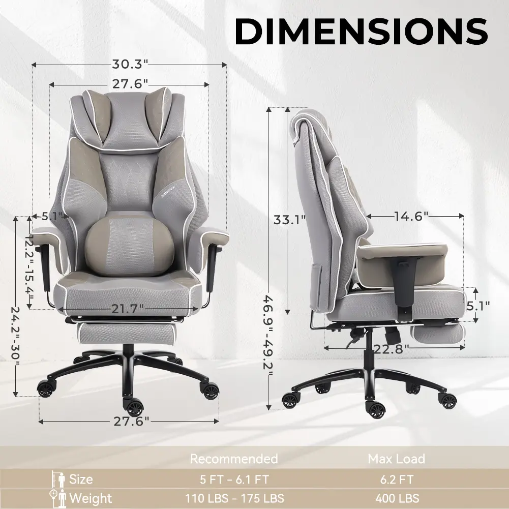 Big and Tall Office Chair with Massage Lumbar Support