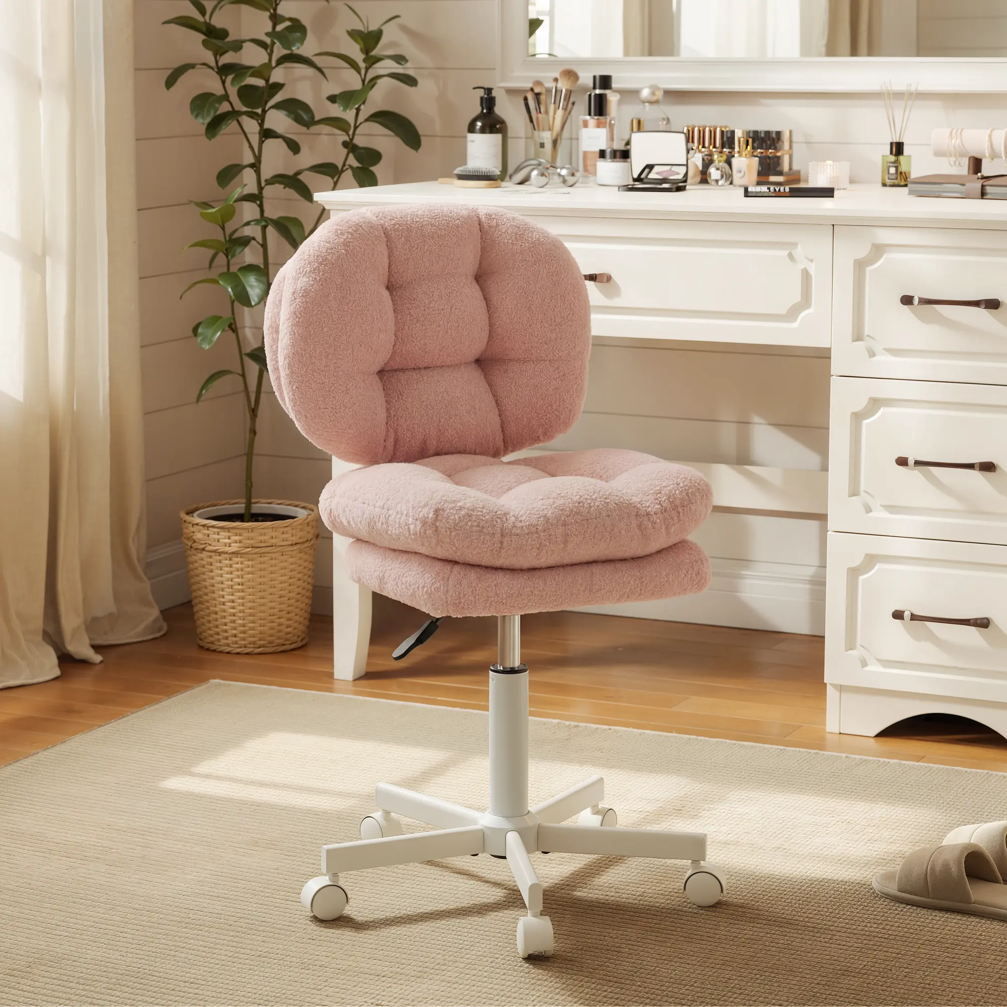 Small Vanity Chair with Wheels