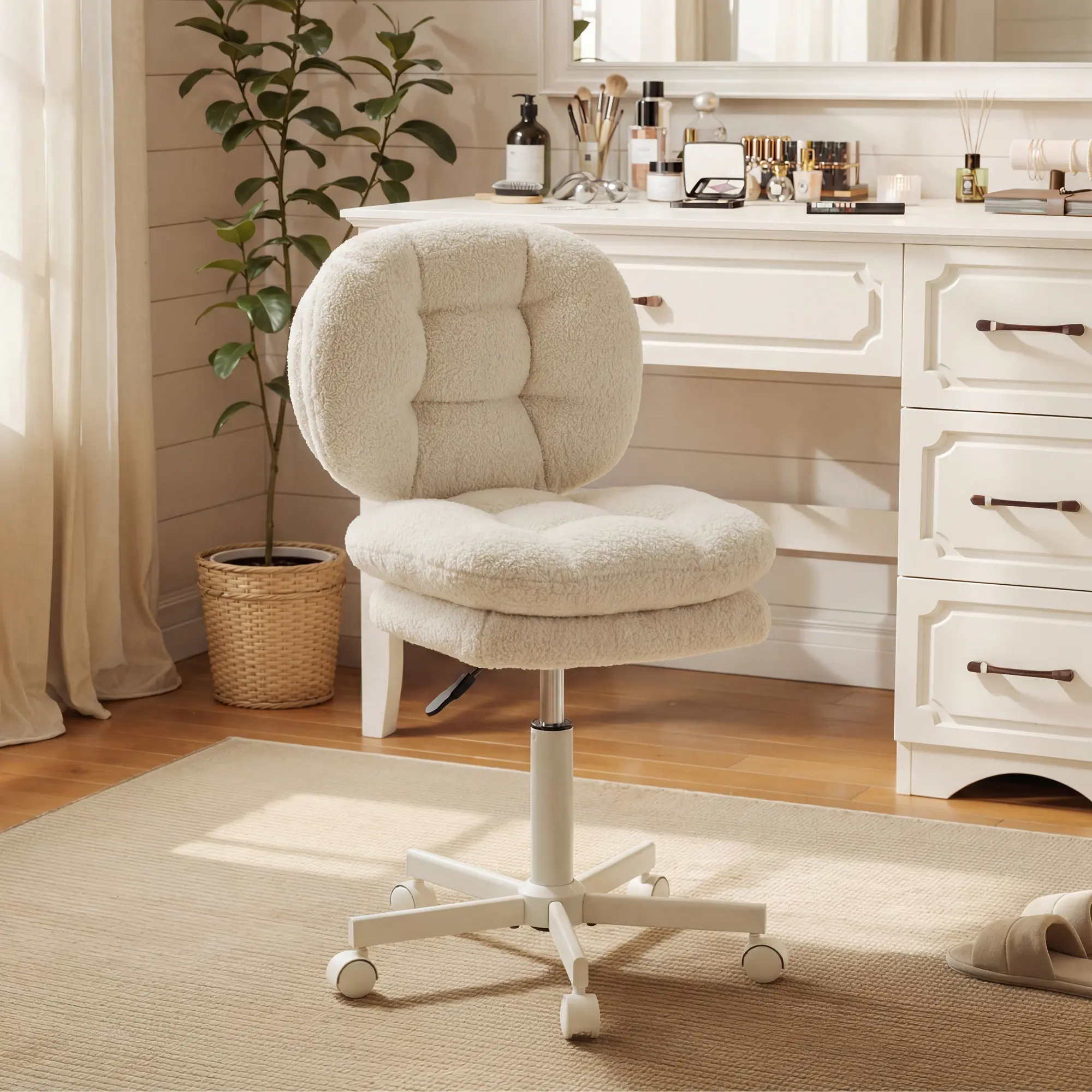 Small Vanity Chair with Wheels