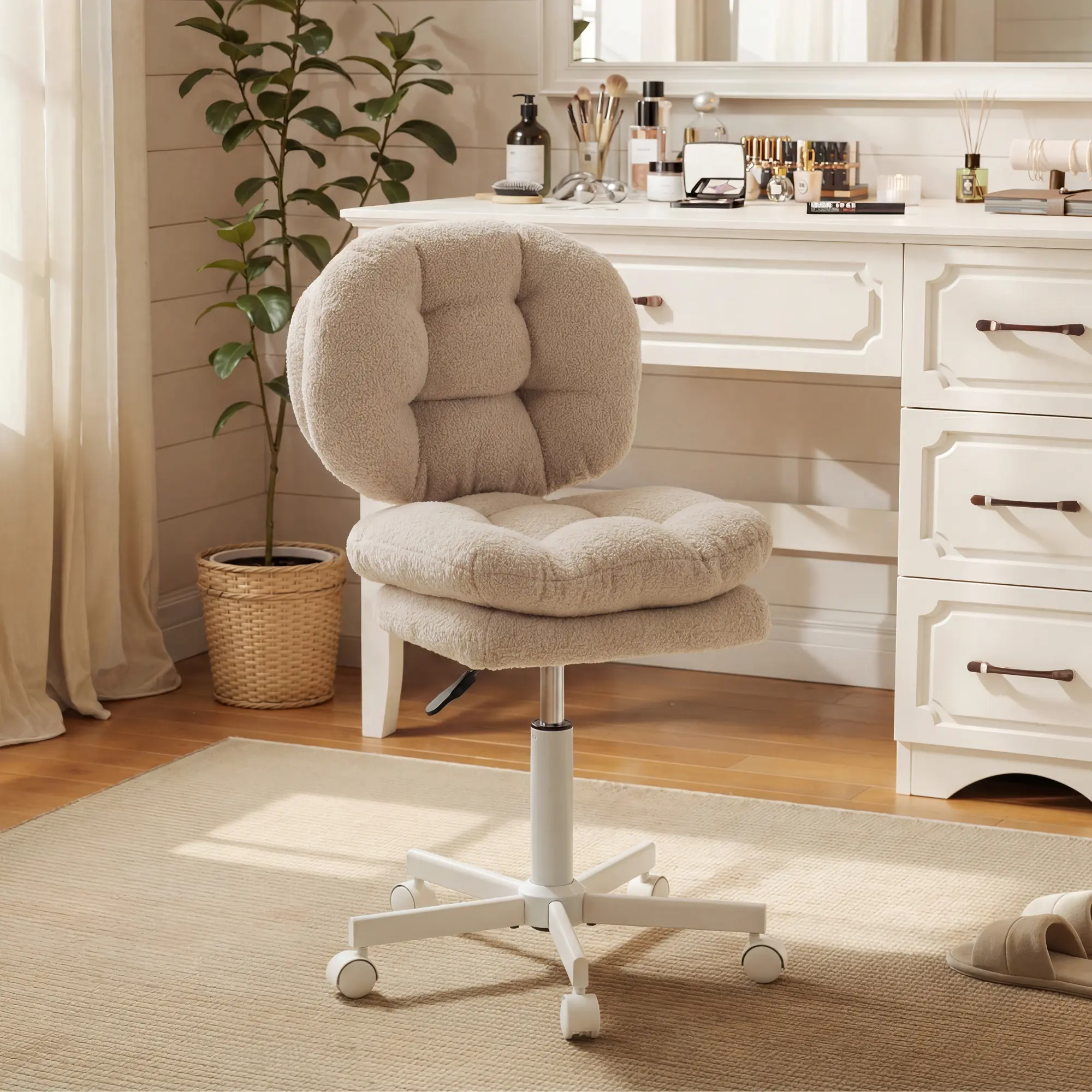 Small Vanity Chair with Wheels