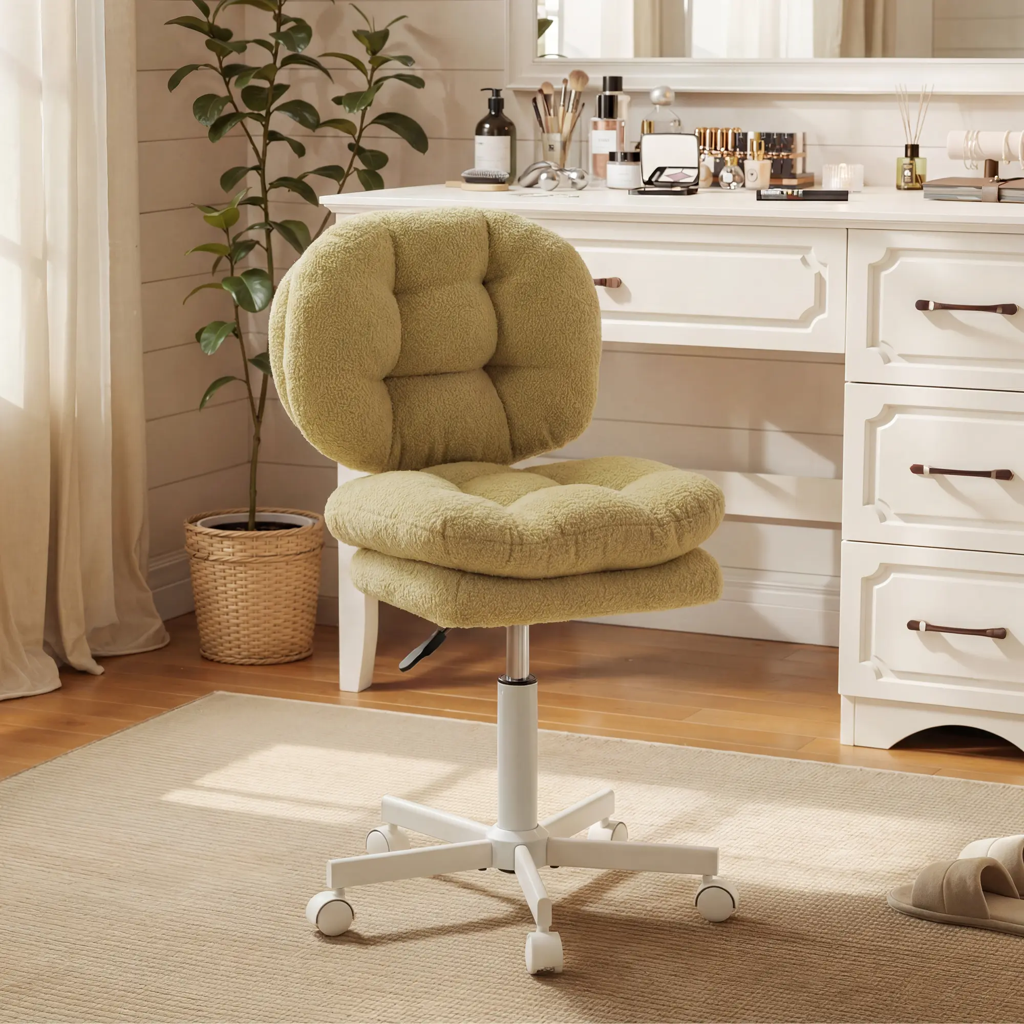 Small Vanity Chair with Wheels