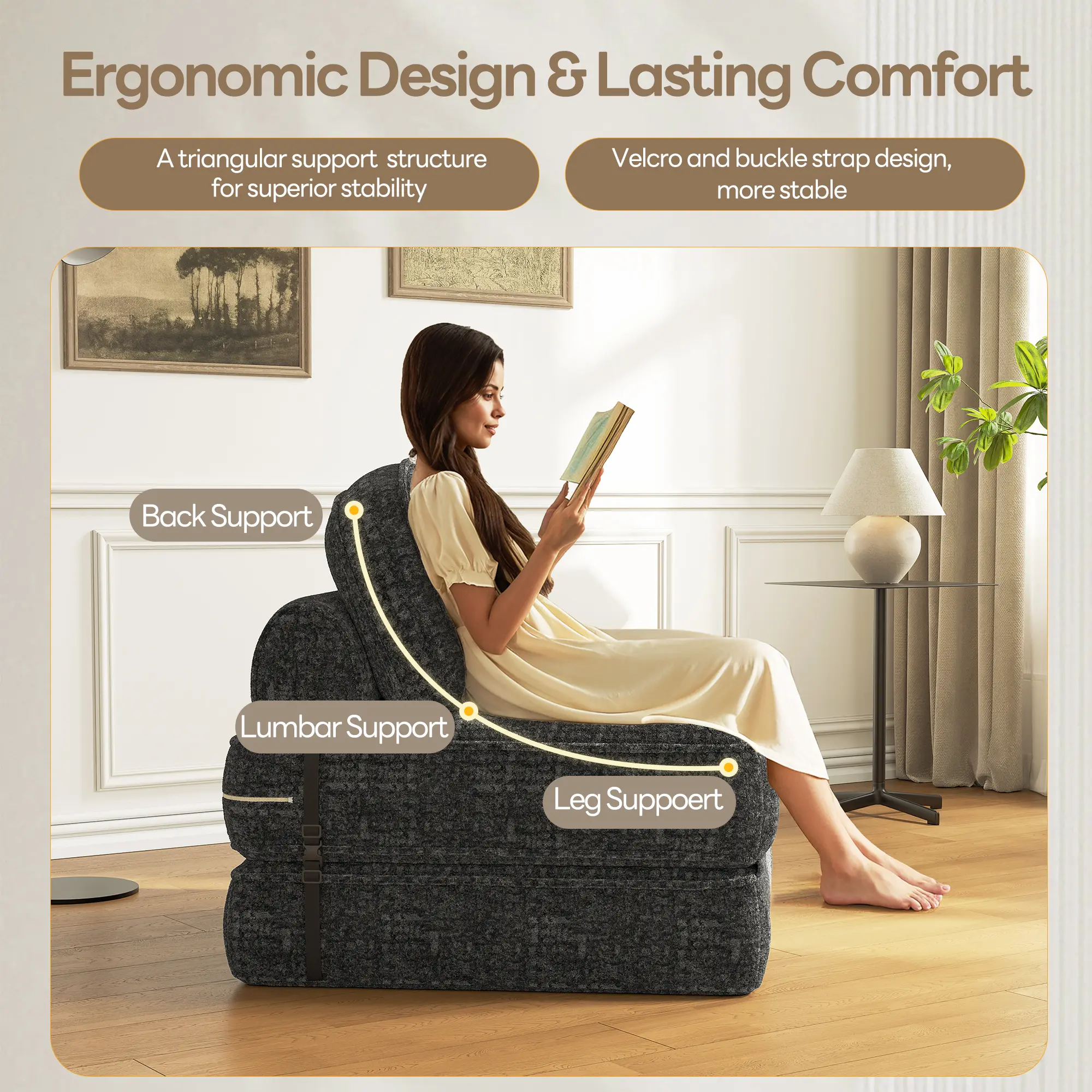 Foldable Velvet Sofa Bed
