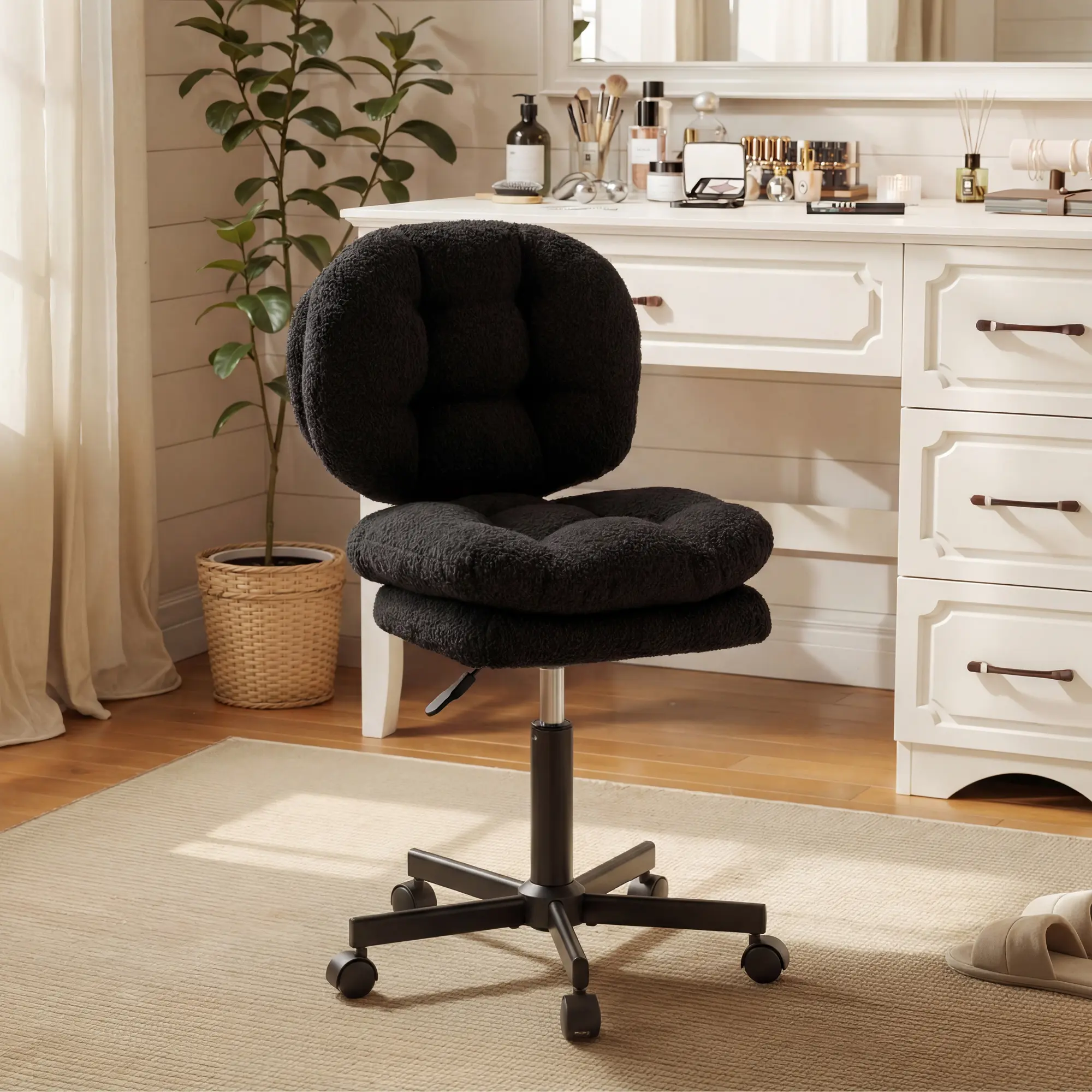 Small Vanity Chair with Wheels