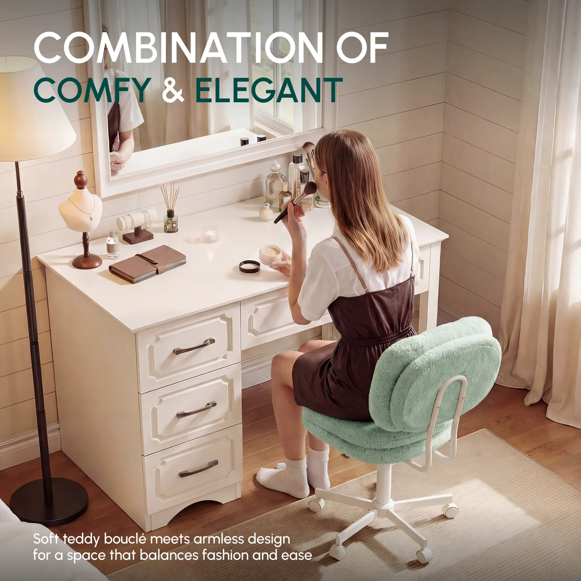 Small Vanity Chair with Wheels