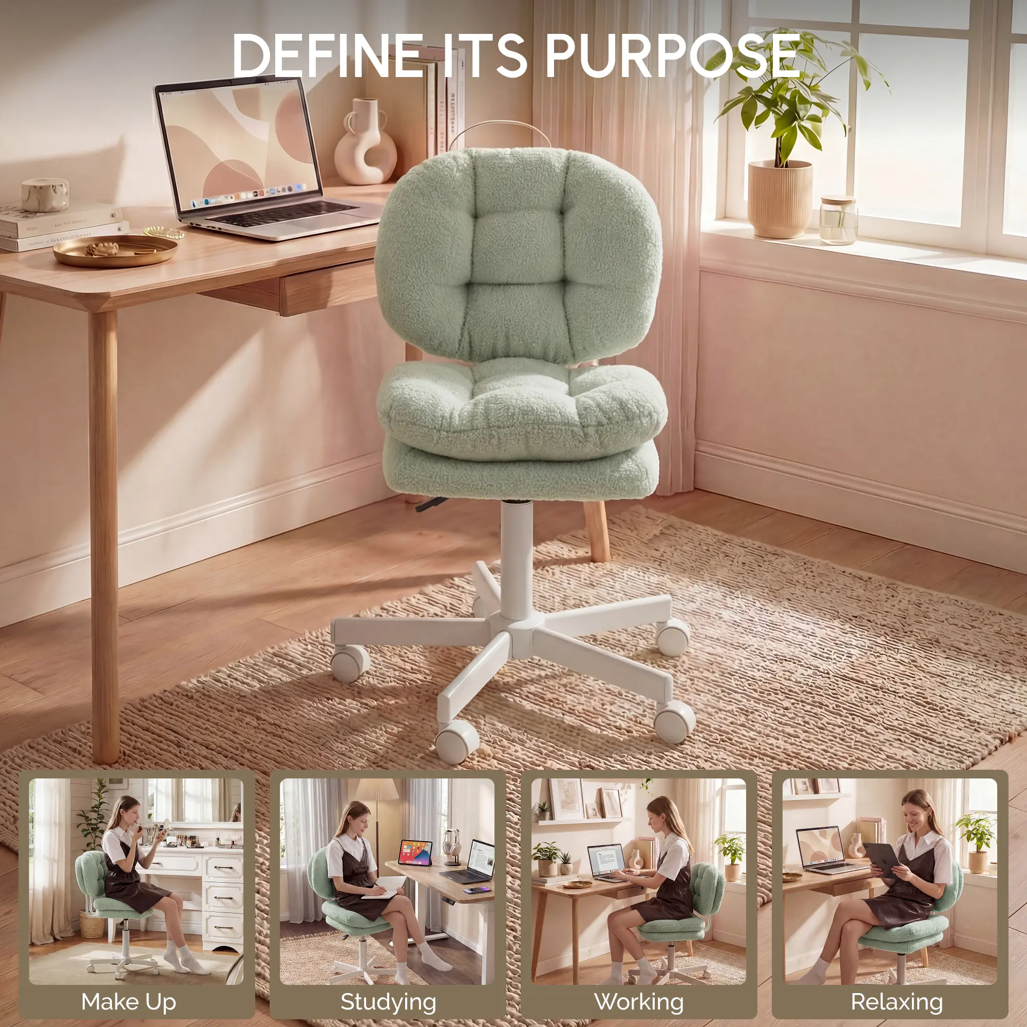 Small Vanity Chair with Wheels